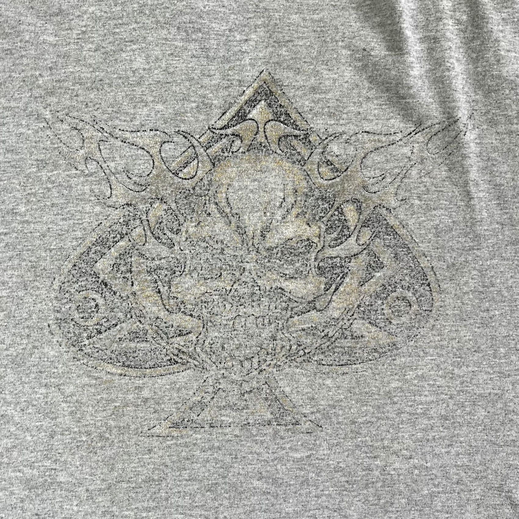 Gildan VINTAGE Y2K Gray Skull Ace Of Spades Biker Gothic Mens XL Faded Graphic Tee Size US XL / EU 56 / 4 - 2 Thumbnail