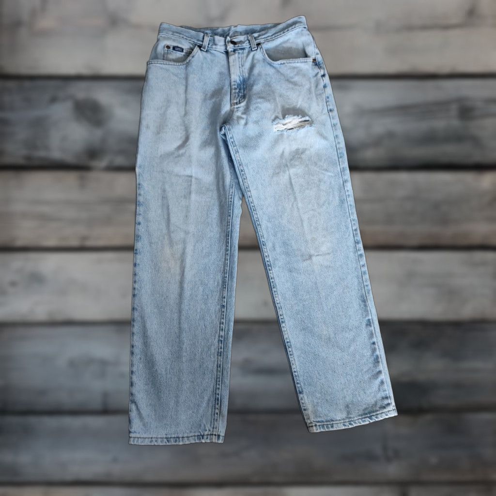 Lee VINTAGE Lee Jeans Mens 32x30 Denim Straight Leg Light Wash 90s Bohemian Casual Size US 32 / EU 48 - 1 Thumbnail
