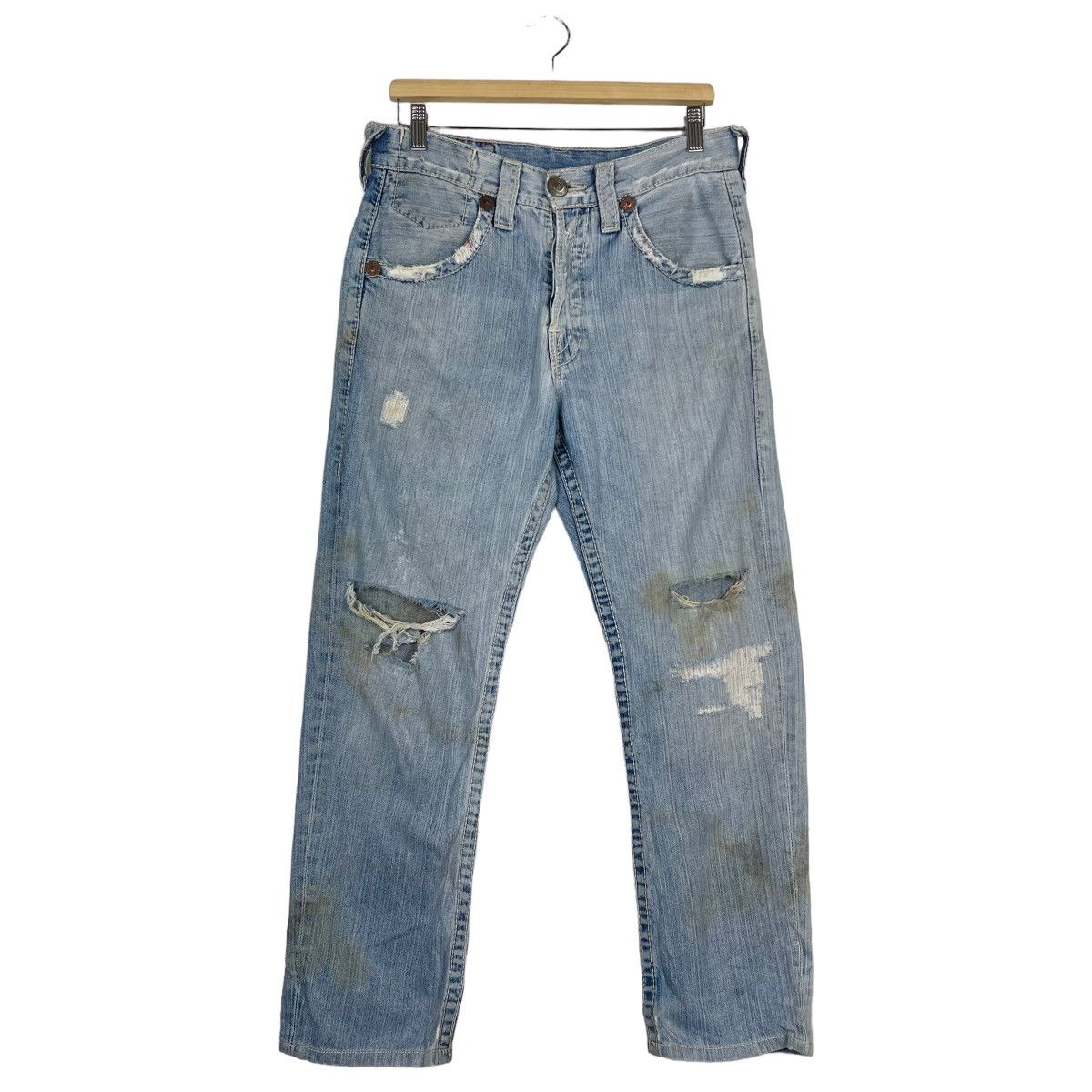 If Six Was Nine 🔥TRUE RELIGION MADE IN USA DISTRESSED RIPPED JEANS Size US 32 / EU 48 - 2 Thumbnail
