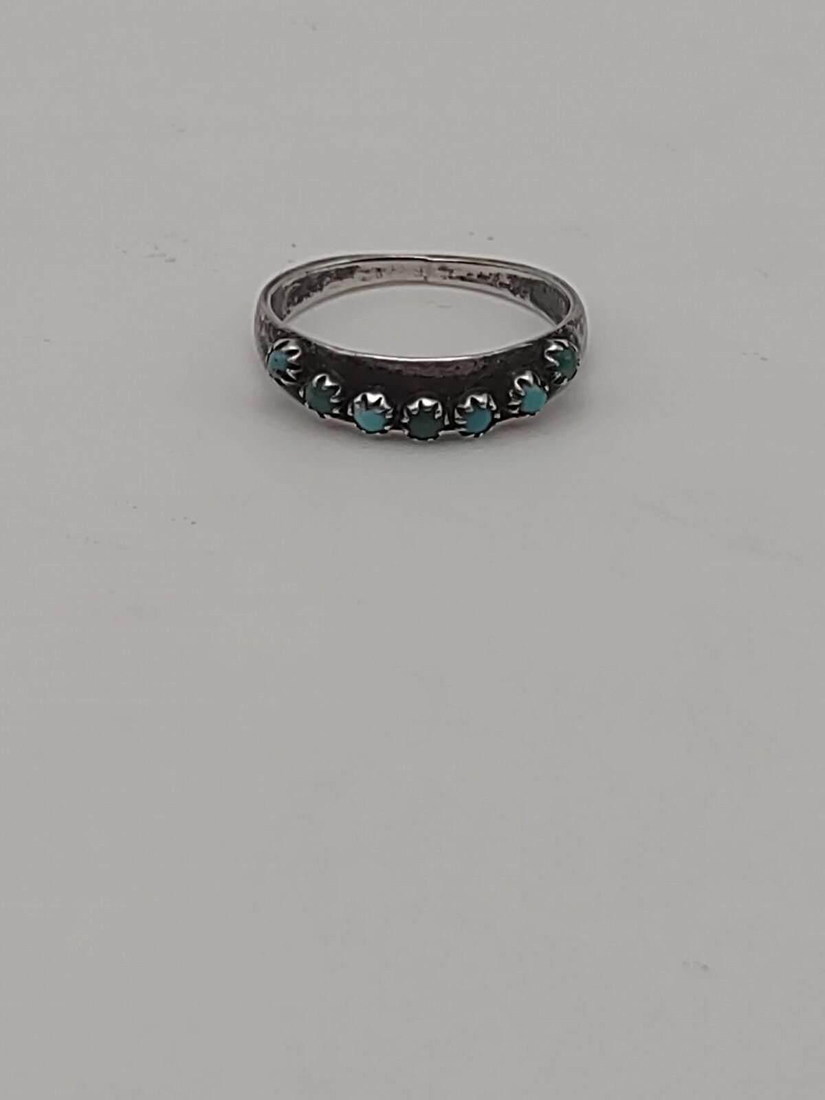 Other Joe L Gray Navajo Sterling Silver Turquoise Row Ring 4.75 Size ONE SIZE - 1 Thumbnail
