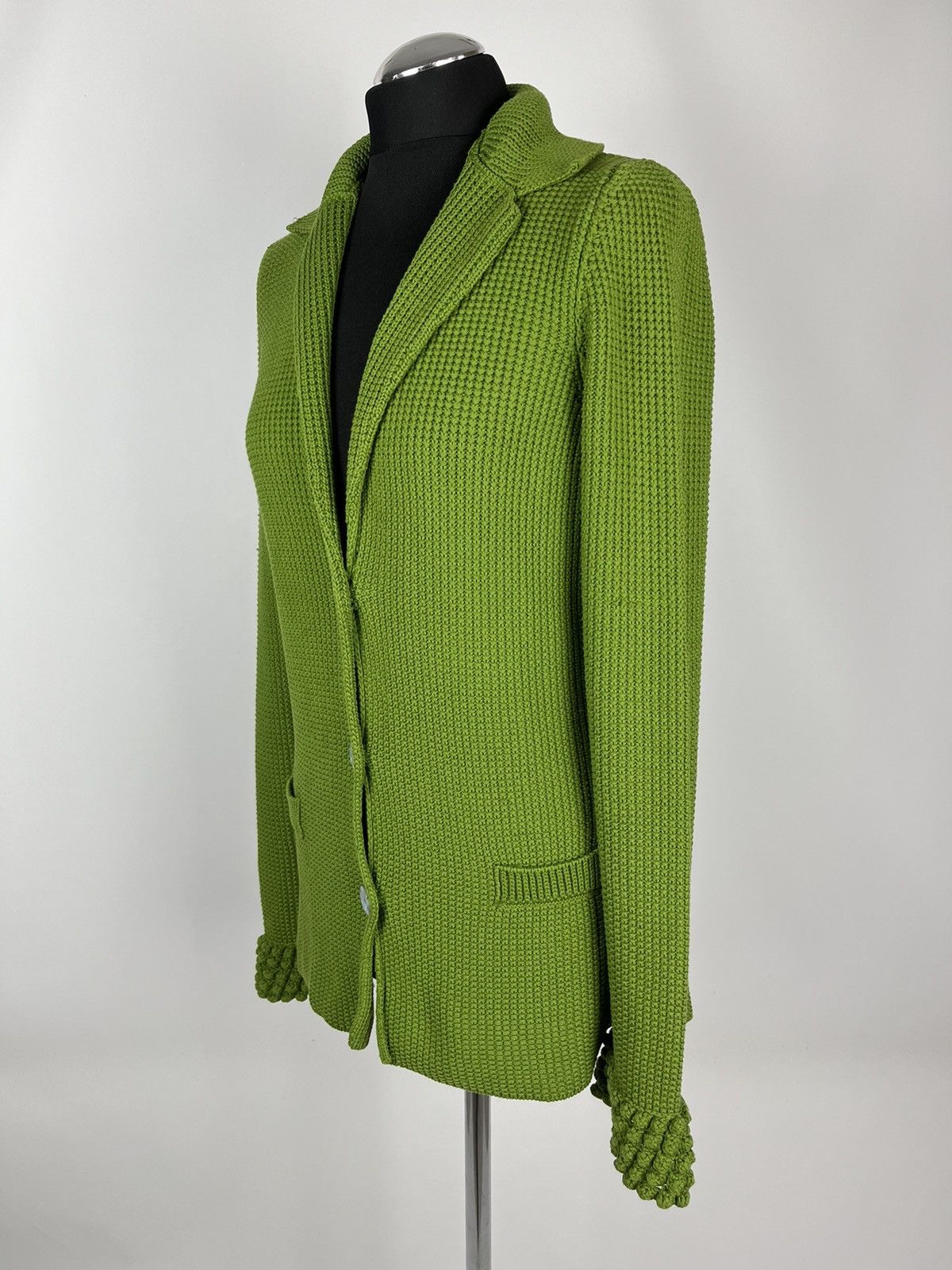 Designer × Malo Malo Green Cotton Knit Button Cardigan Blazer Womens (0411) Size M / US 6-8 / IT 42-44 - 2 Thumbnail