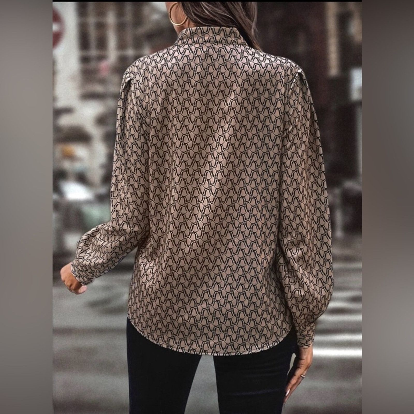 Other New Y2K Chic Geometric Brown Blouse Size S / US 4 / IT 40 - 2 Thumbnail