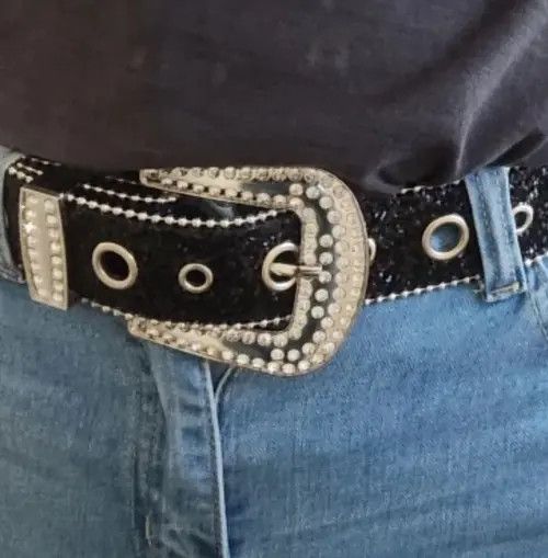 Leather Asakawa x Kamon Rhinestone PU Leather Belt Size ONE SIZE - 4 Thumbnail