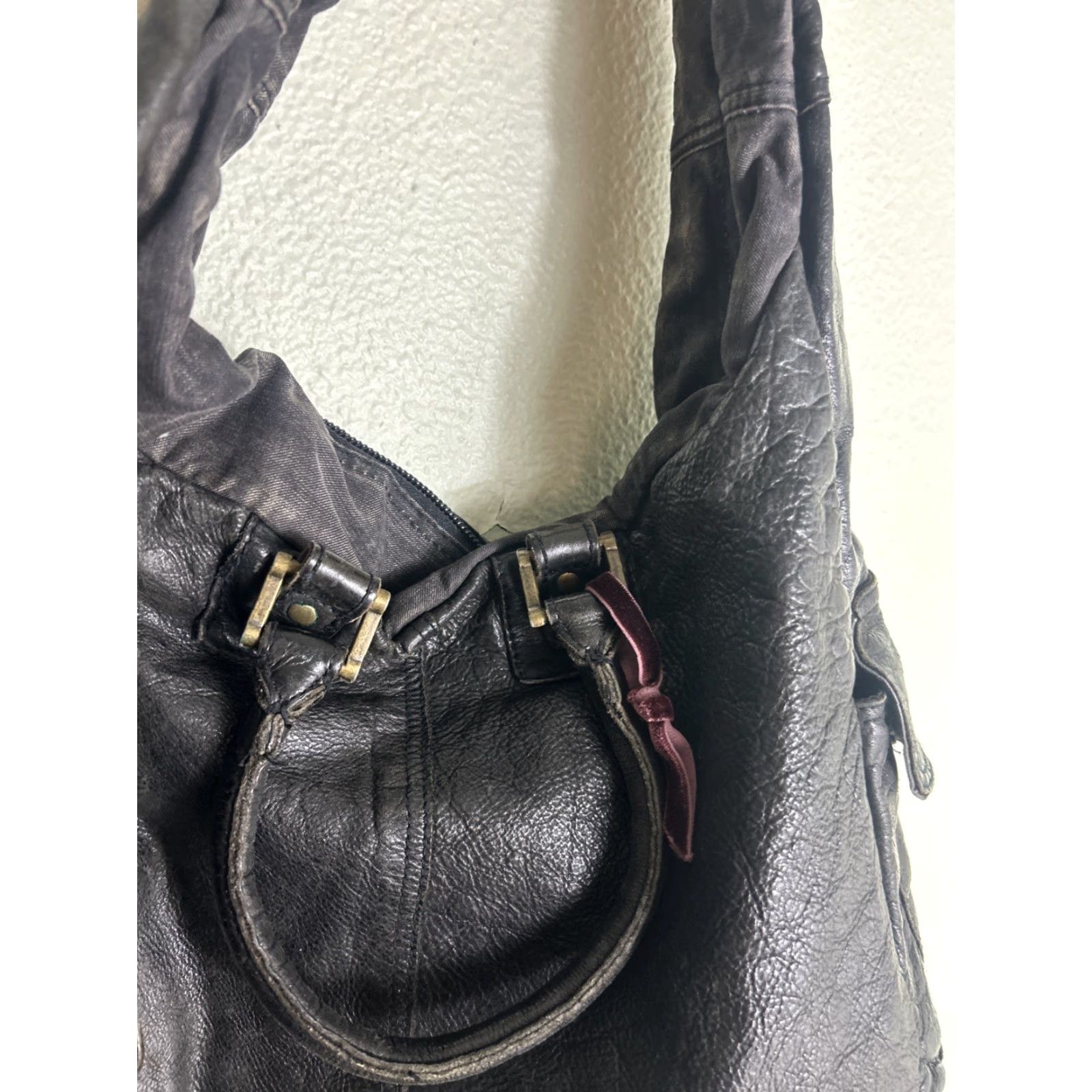 Vintage Rare Tough Jeansmith Military Surplus Brown Leather Large Shoulder Bag Flaw Size US 33 - 6 Thumbnail