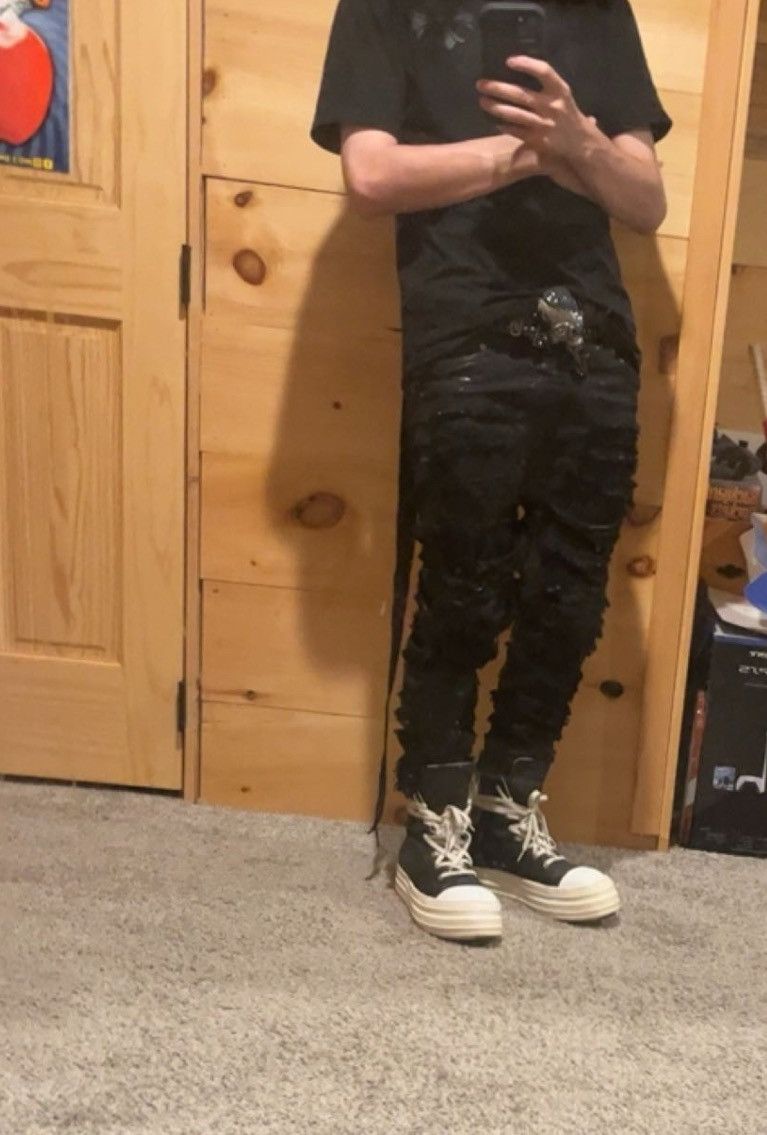 Rick Owens × Rick Owens Drkshdw RICK OWENS WAX DENIM SLASHED Size US 31 - 7 Thumbnail