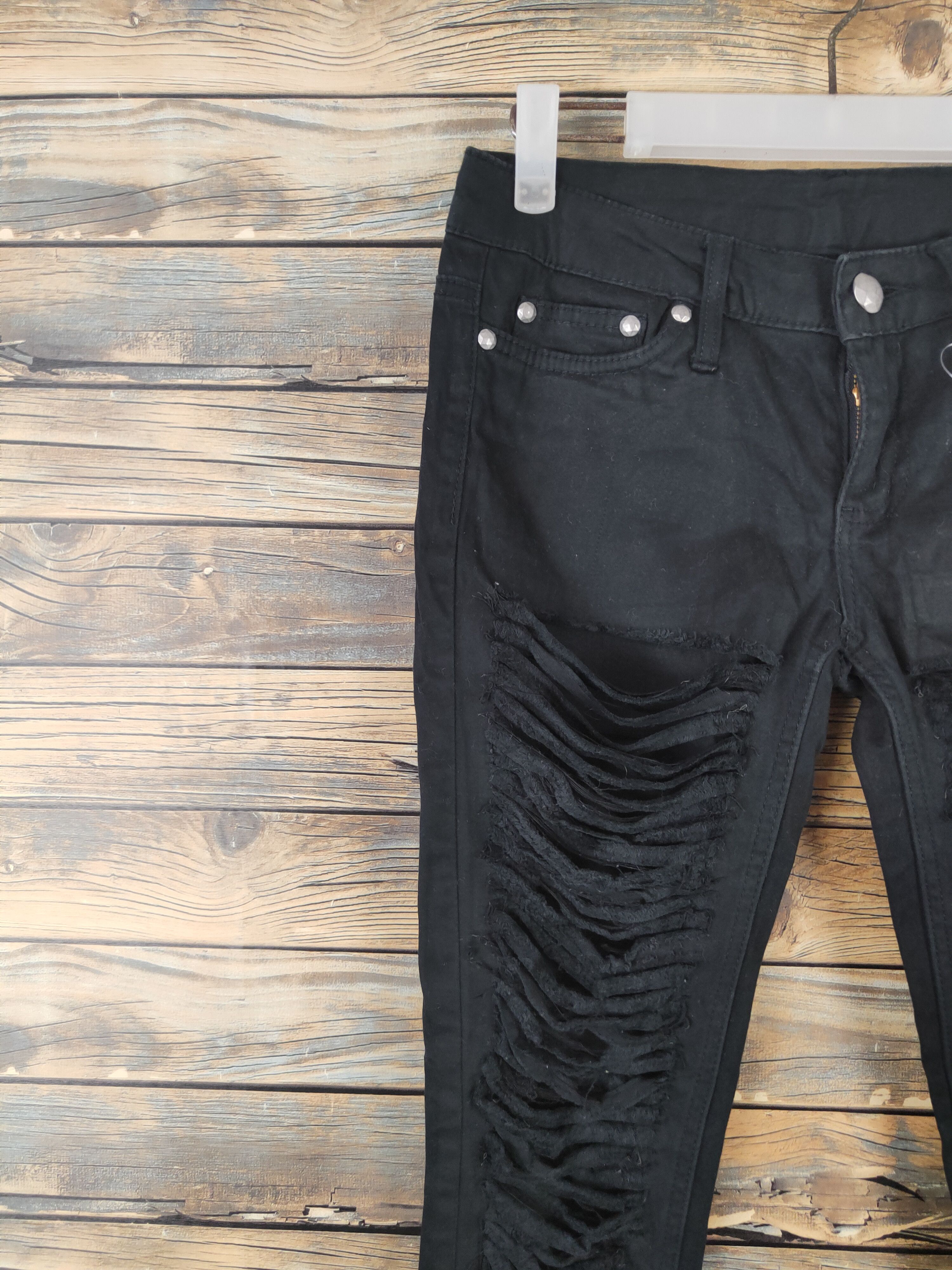 Japanese Brand × Vintage DL Japan distressed super black Ripped Casual Pants #560 Size 29" - 3 Thumbnail