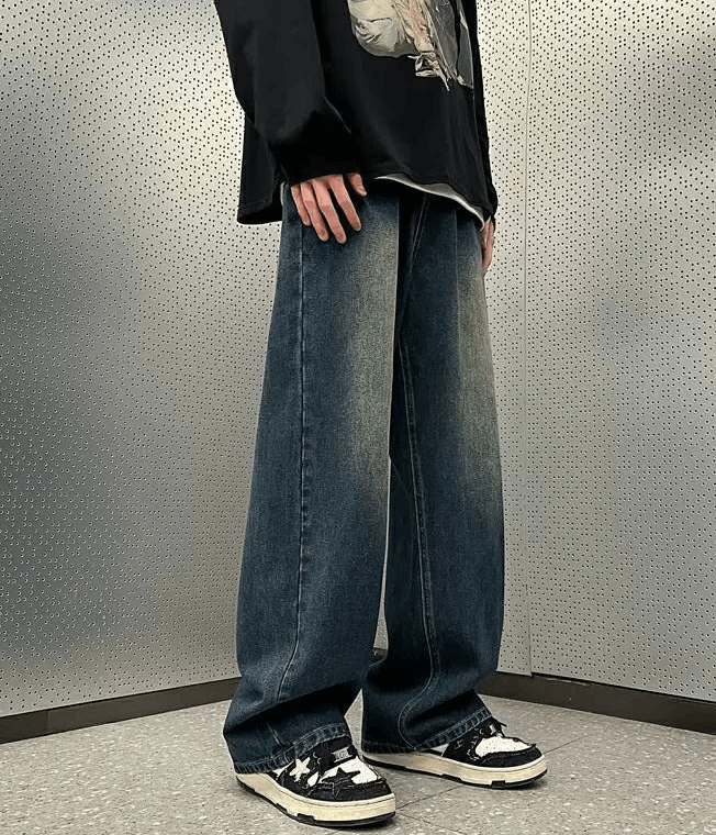 Japanese Brand × Vintage Vintage blue men's loose distressed oversize jeans Size US 32 / EU 48 - 4 Thumbnail