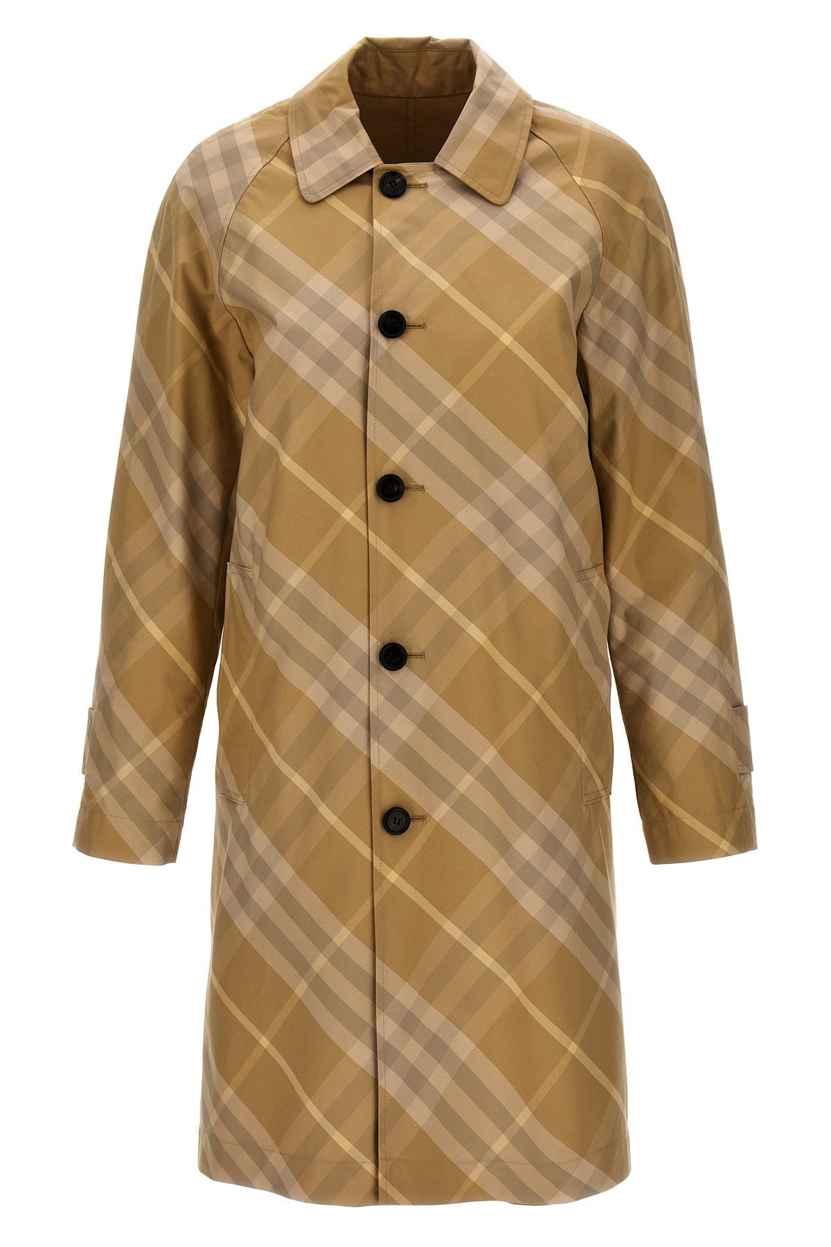 image of Burberry Check Reversible Coat in Beige, Women's (Size XS)