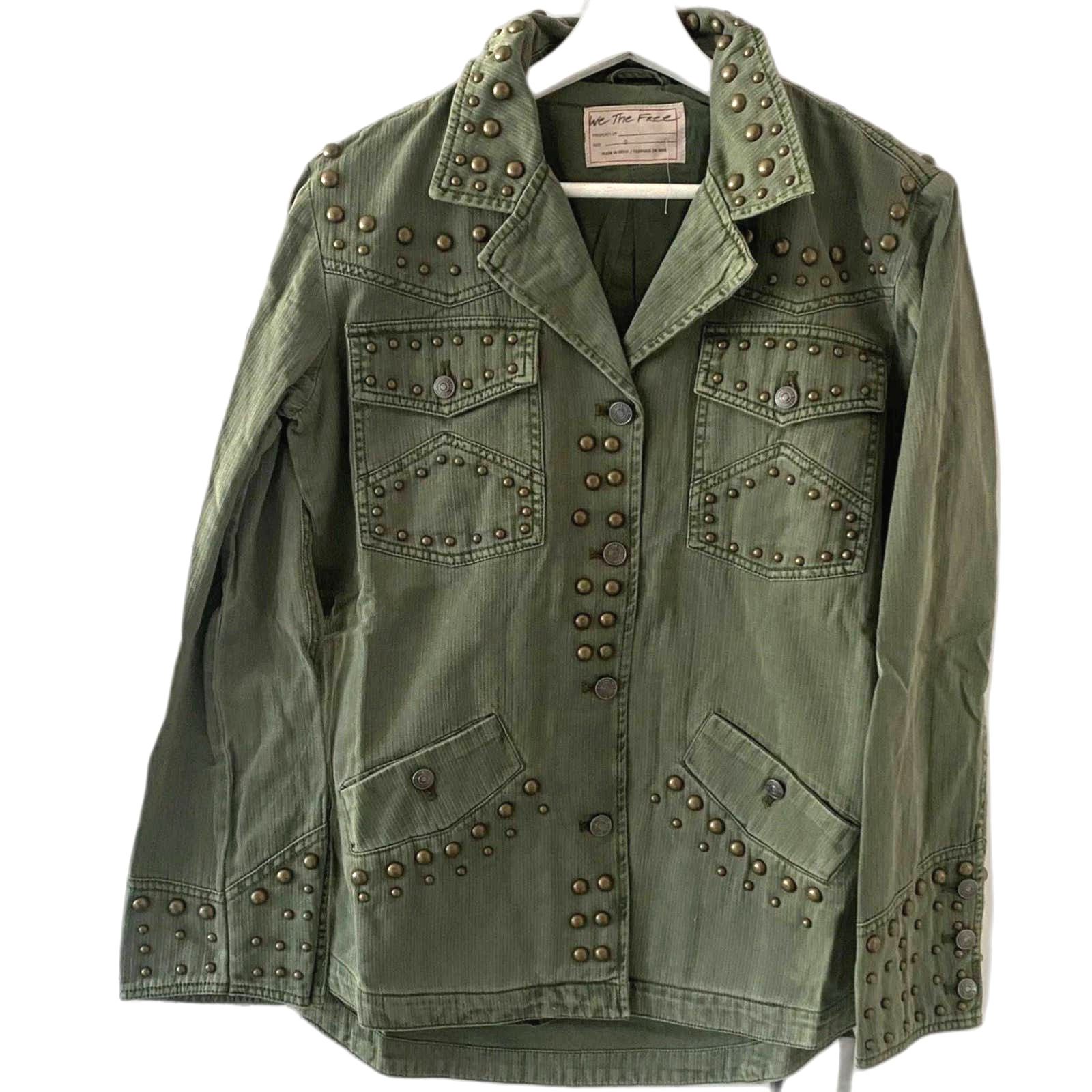 Free People WTF Rock and Stud Shirt Jacket $348 XS 0/2