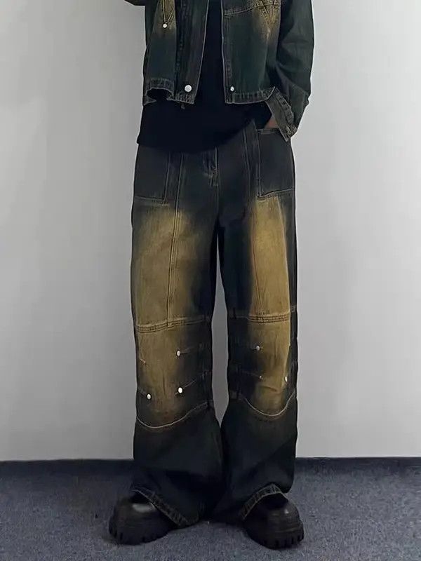 VIBE Vintage washed yellow muddy dyed rivet rare jeans Size US 30 / EU 46 - 7 Thumbnail