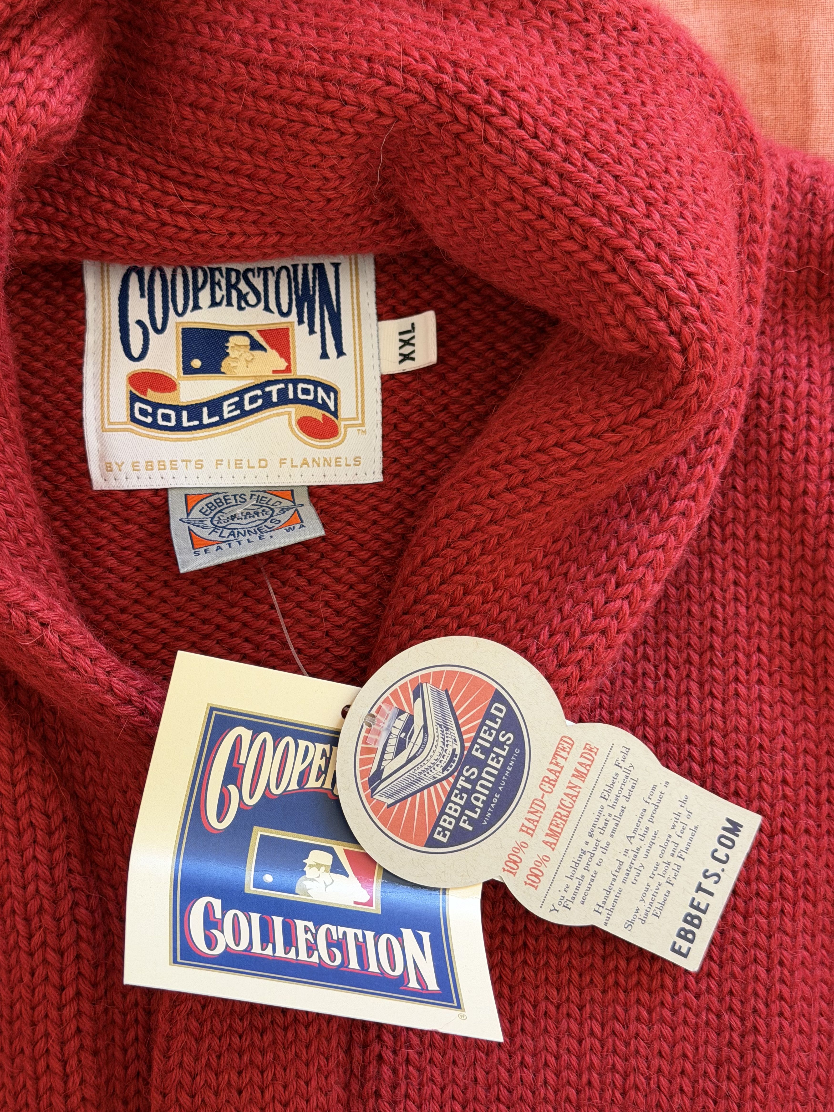 Ebbets Field Flannels Ebbets Field 1919 Cincinnati Reds Shawl Collar Sweater Size US XXL / EU 58 / 5 - 8 Thumbnail