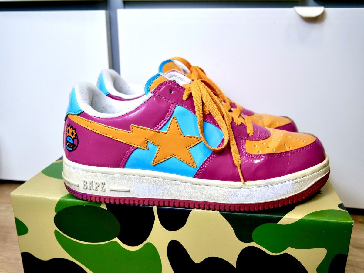 image of Baby Milo X Bapesta (2009) Dinosaur Patent Leather Shoes, Men's (Size 9.5)