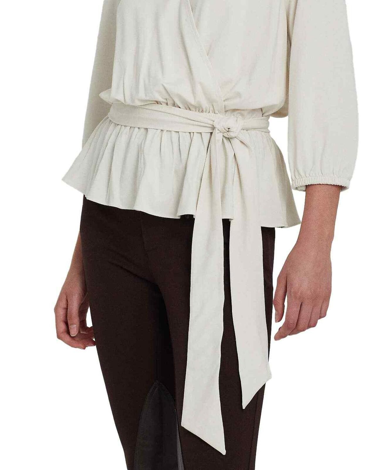 Lauren Ralph Lauren Lauren Ralph Lauren Women's Cream Jersey Peplum Blouse S Size S / US 4 / IT 40 - 3 Thumbnail