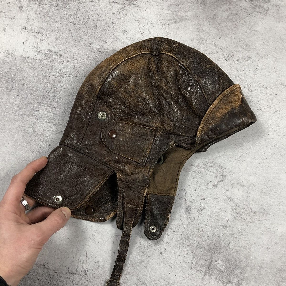 Vintage Rare Vintage 1920s–1930s Leather Aviator Flying Helmet Size ONE SIZE - 10 Thumbnail