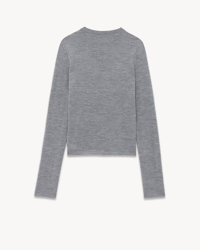 Saint Laurent Paris o1b1hav111125 Sweater in Cashmere Wool and Silk Gris Chine Size M / US 6-8 / IT 42-44 - 2 Thumbnail