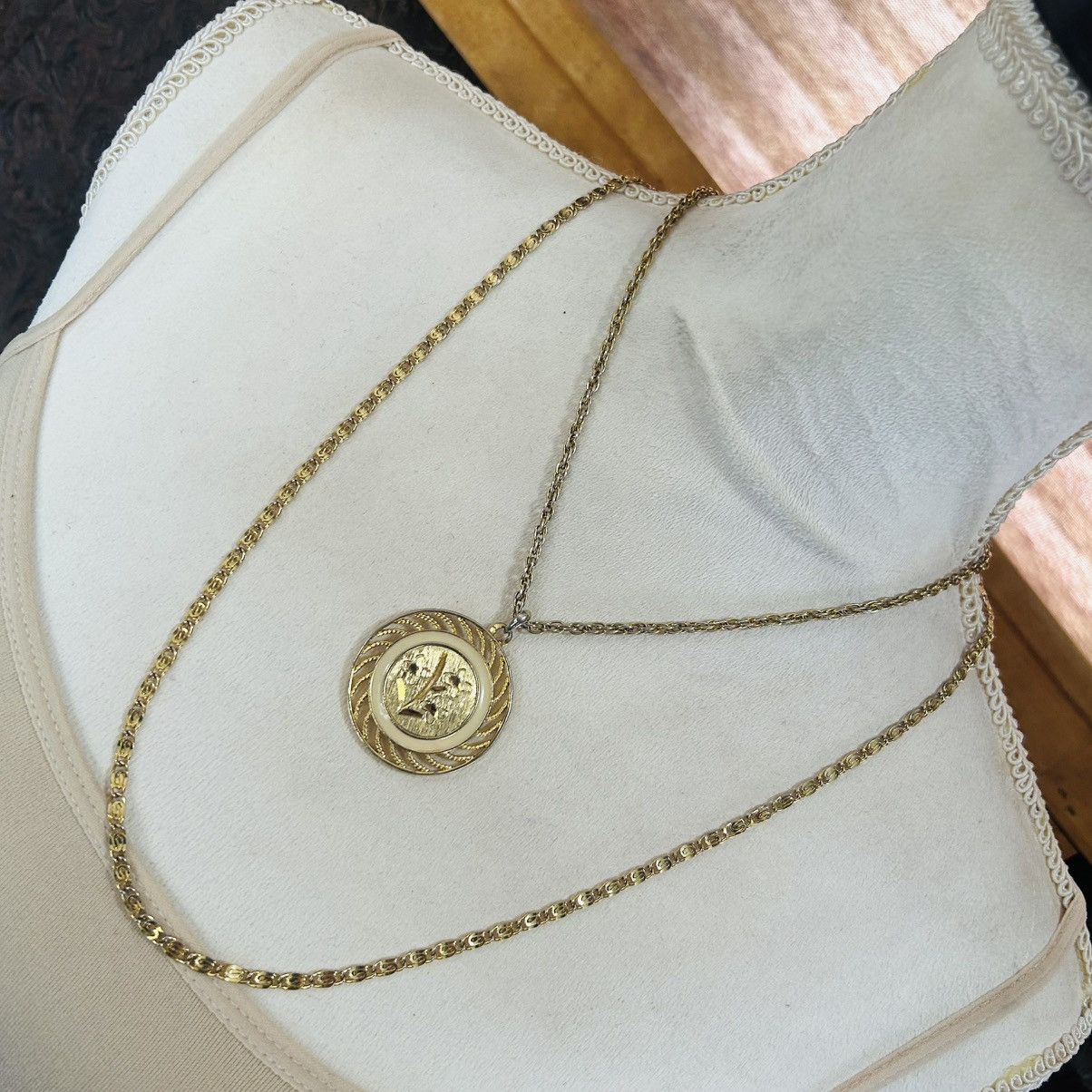 Vintage Vintage 70s-80s die cut floral medallion double necklace Size ONE SIZE - 1 Thumbnail