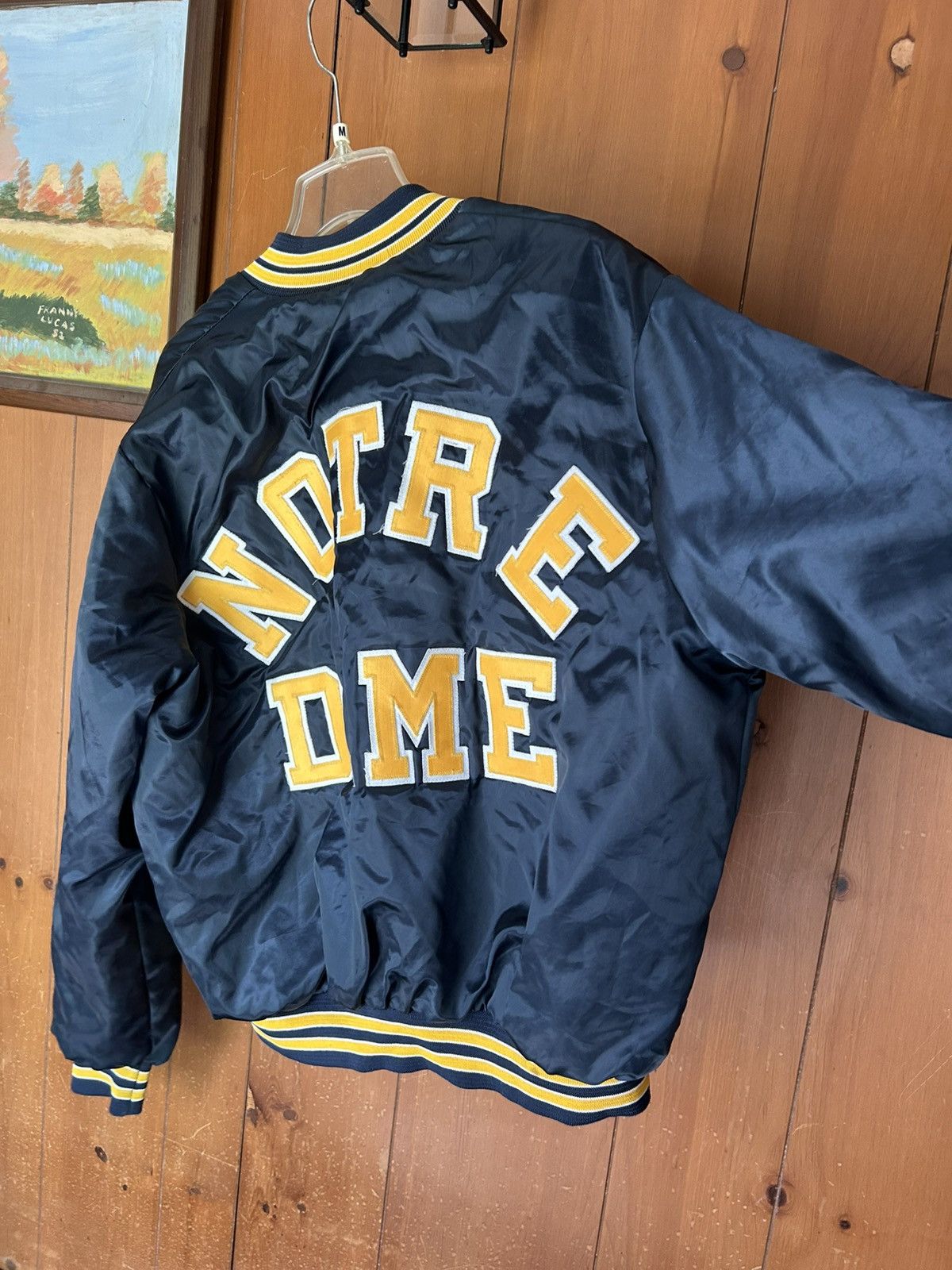 Other Vintage Notre Dame Locker Spell Out Satin Bomber Jacket - XL Size US XL / EU 56 / 4 - 11 Thumbnail