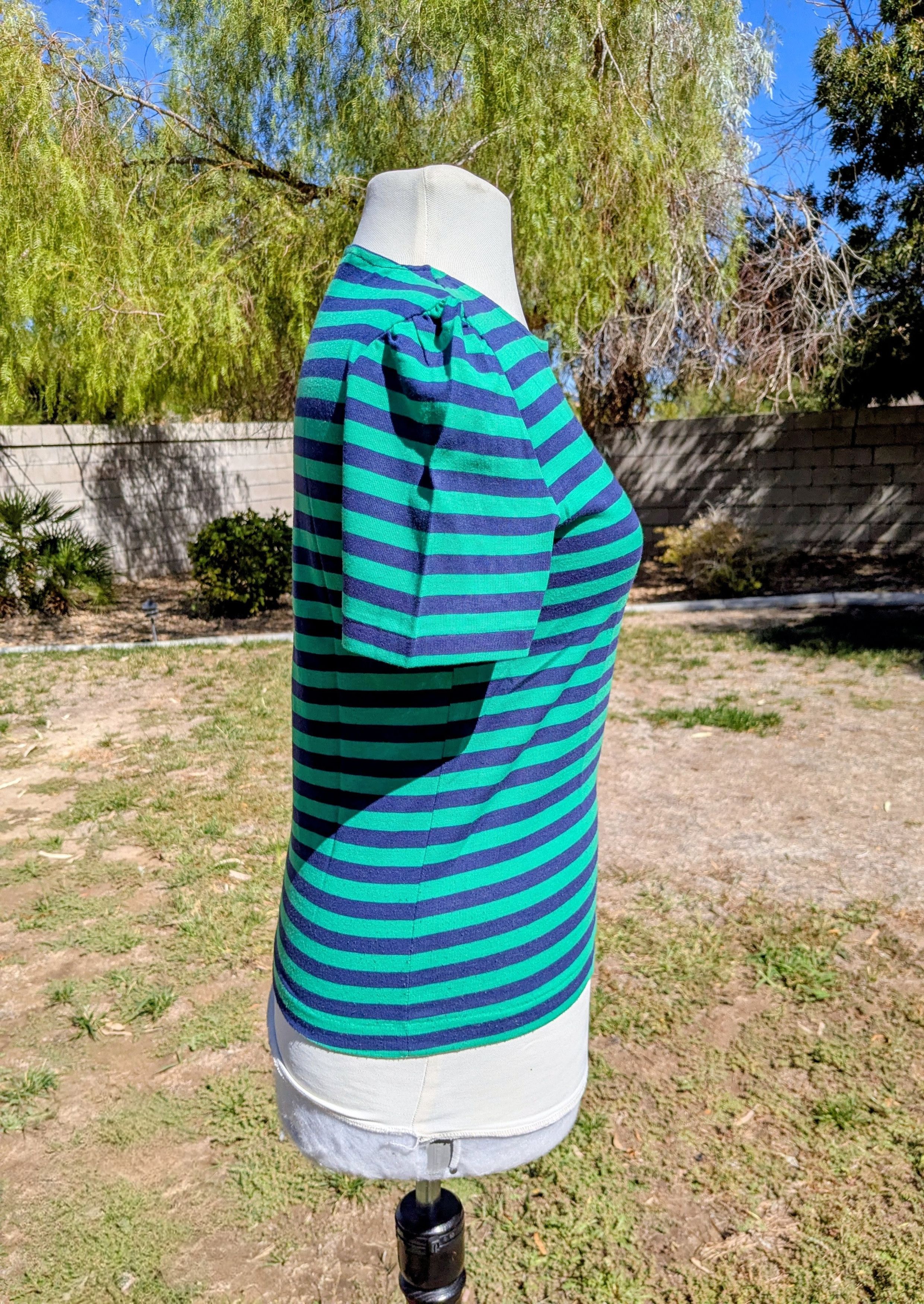 Other RRRRuss Button Shoulder Petite Green&Black Stripe Shirt Top Size S / US 4 / IT 40 - 2 Thumbnail