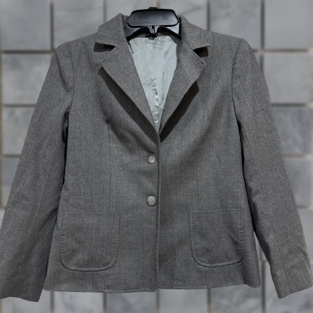 Theory Theory Blazer Women Size 6 Gray Wool Blend 2 Button Notch Lapel Office Minimalist Workwear Slim Regular Fit Short Sleeve Jacket Size M / US 6-8 / IT 42-44 - 1 Thumbnail