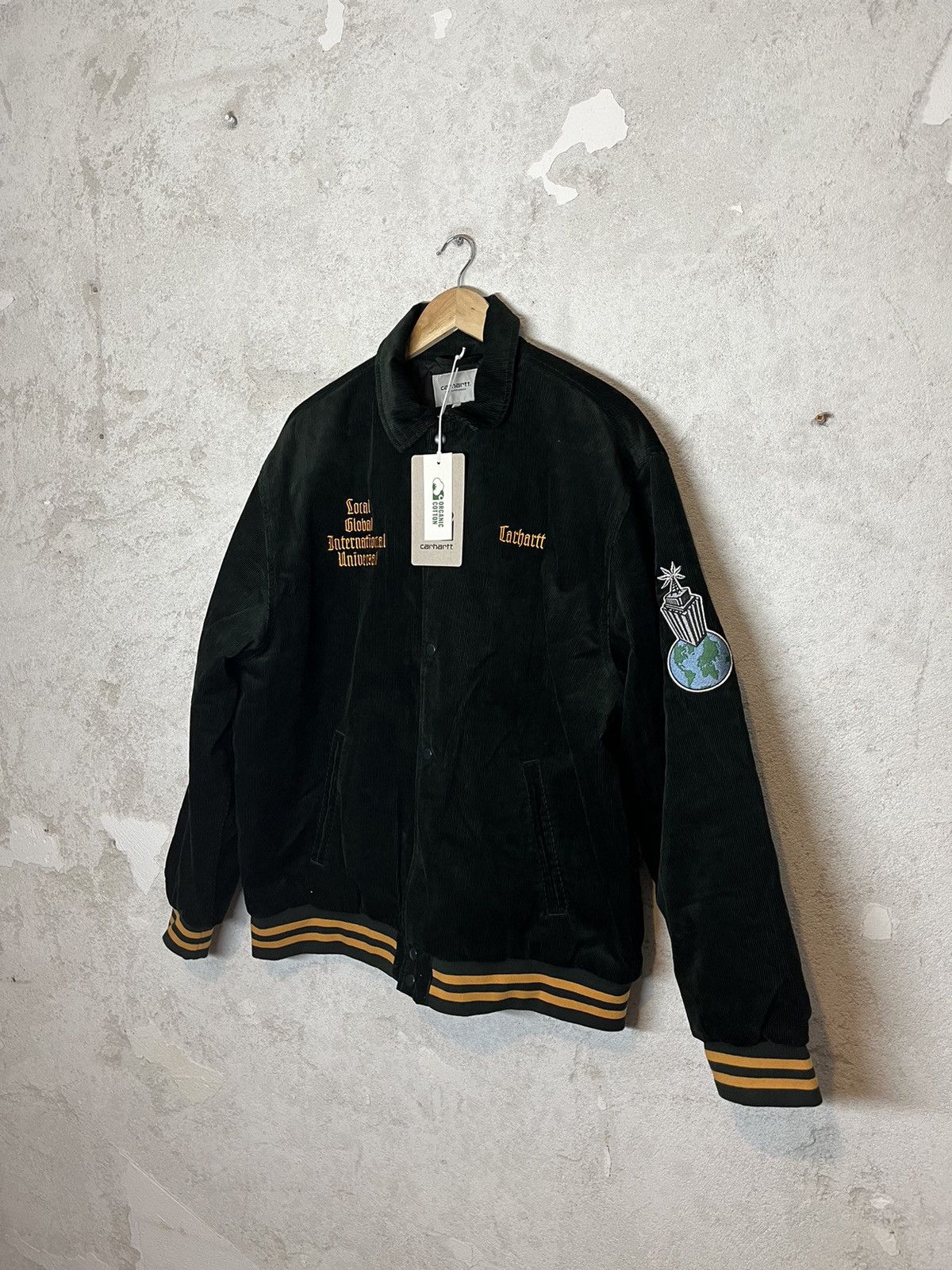image of Carhartt Wip Carhartt Letterman Corduroy Jacket New 2000S 90's Y2K in Green, Men's (Size XL)