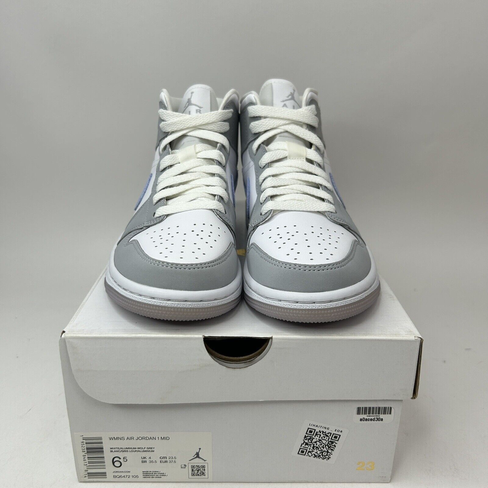 Jordan Brand Nike Air Jordan 1 Mid Retro WMNS “Wolf Grey/Aluminum” 2023 Size US 6.5 / IT 36.5 - 2 Thumbnail