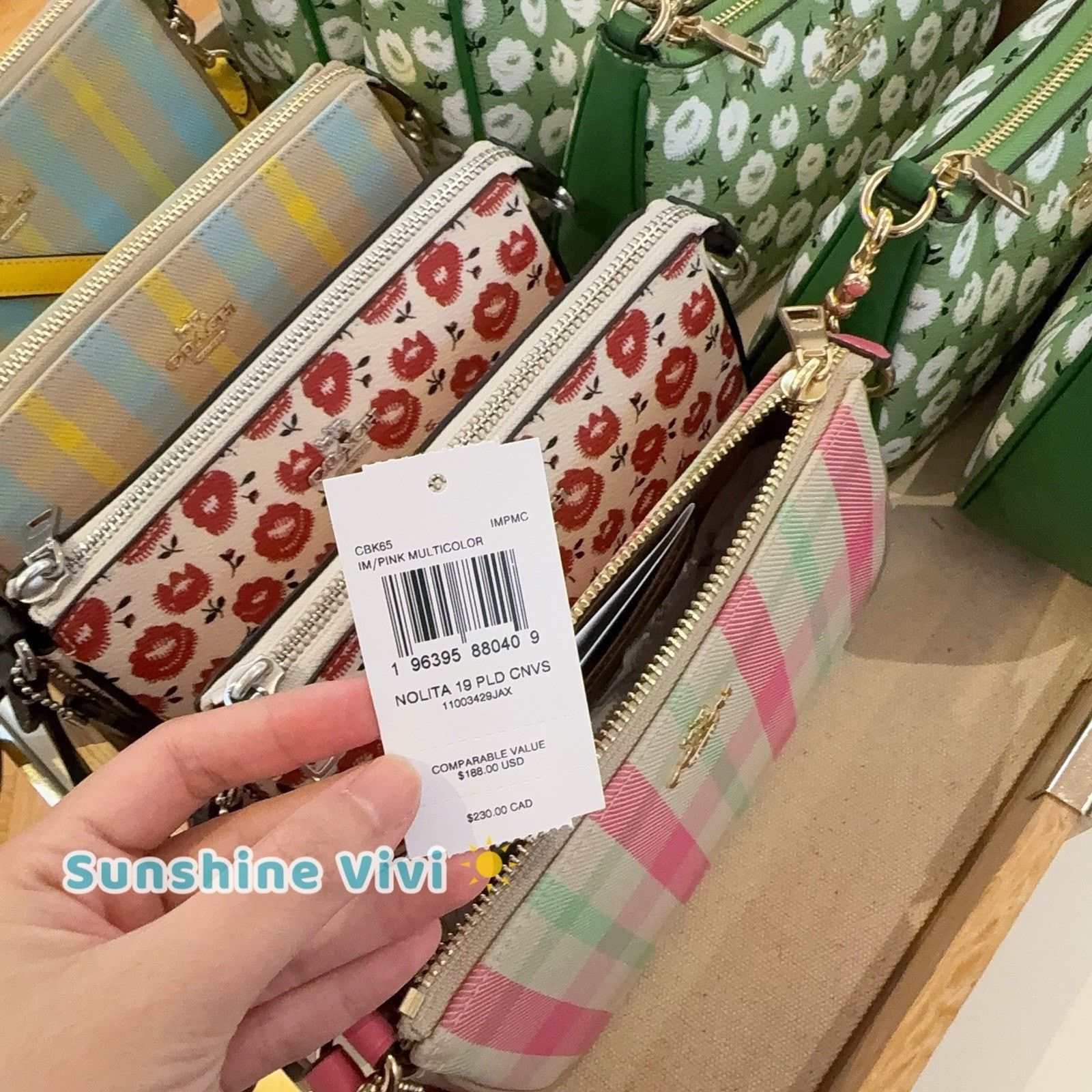 Coach NWT Coach Nolita 19 Plaid Bag Wristlet Purse CBK65 PINK Size ONE SIZE - 6 Thumbnail