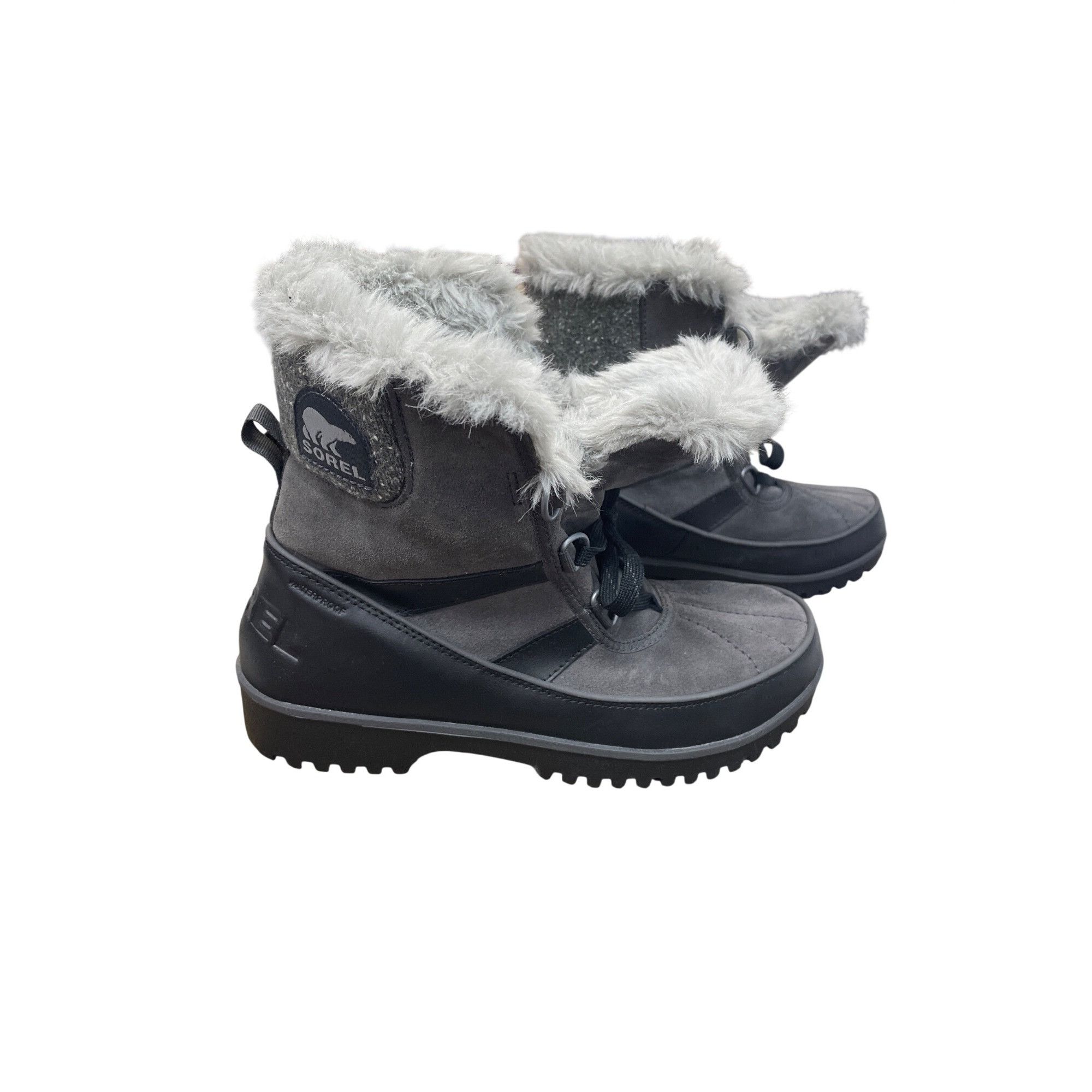 SOREL Sorel Womens Gray Black Suede Fur Lined Ankle Winter Boots S Size US 8.5 / IT 38.5 - 3 Thumbnail