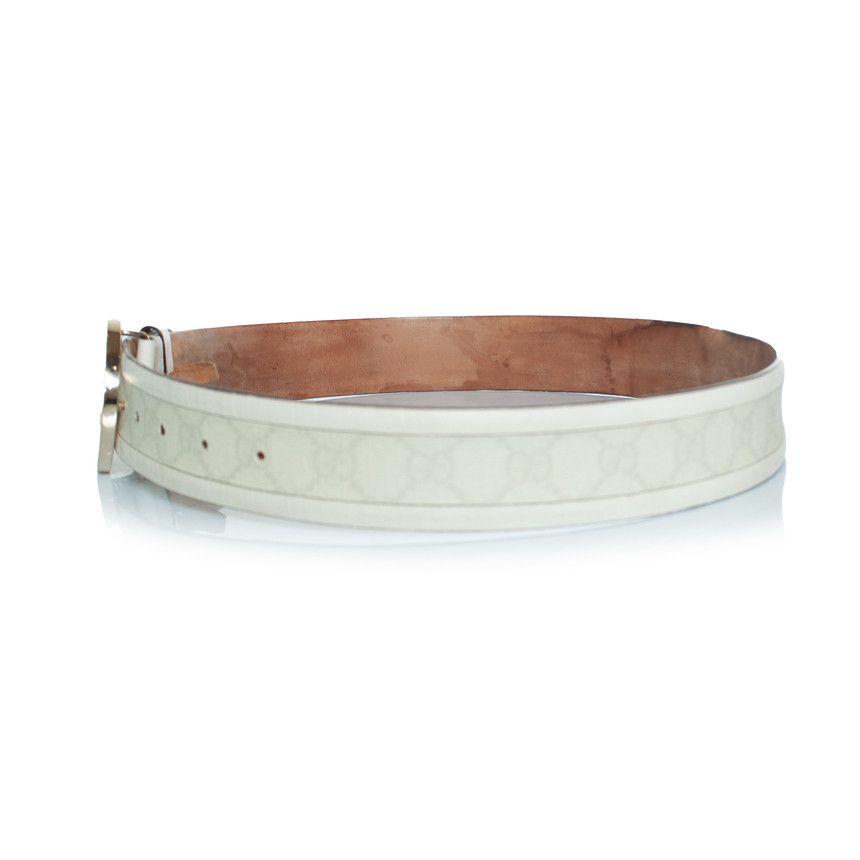 Gucci Gucci, monogram canvas and leather GG buckle belt Size ONE SIZE - 3 Thumbnail