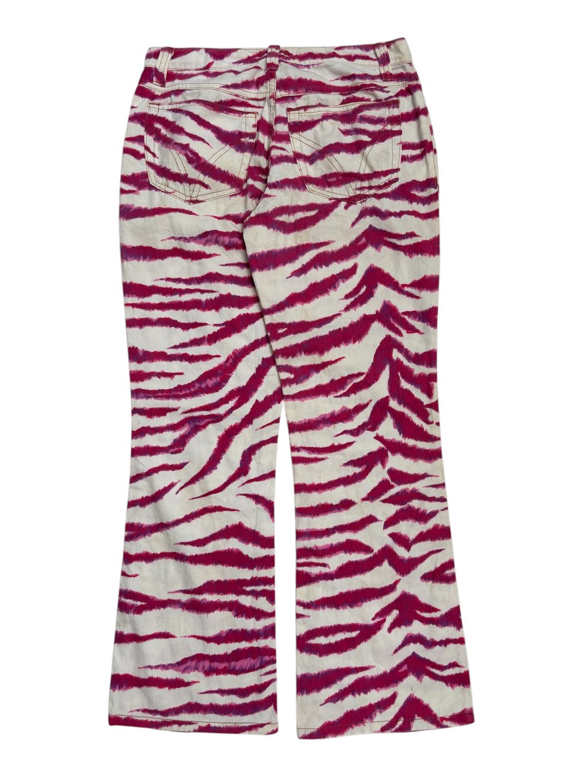 Dolce & Gabbana 2000s Pink Tiger Print Flared Pants Size 28" / US 6 / IT 42 - 2 Thumbnail