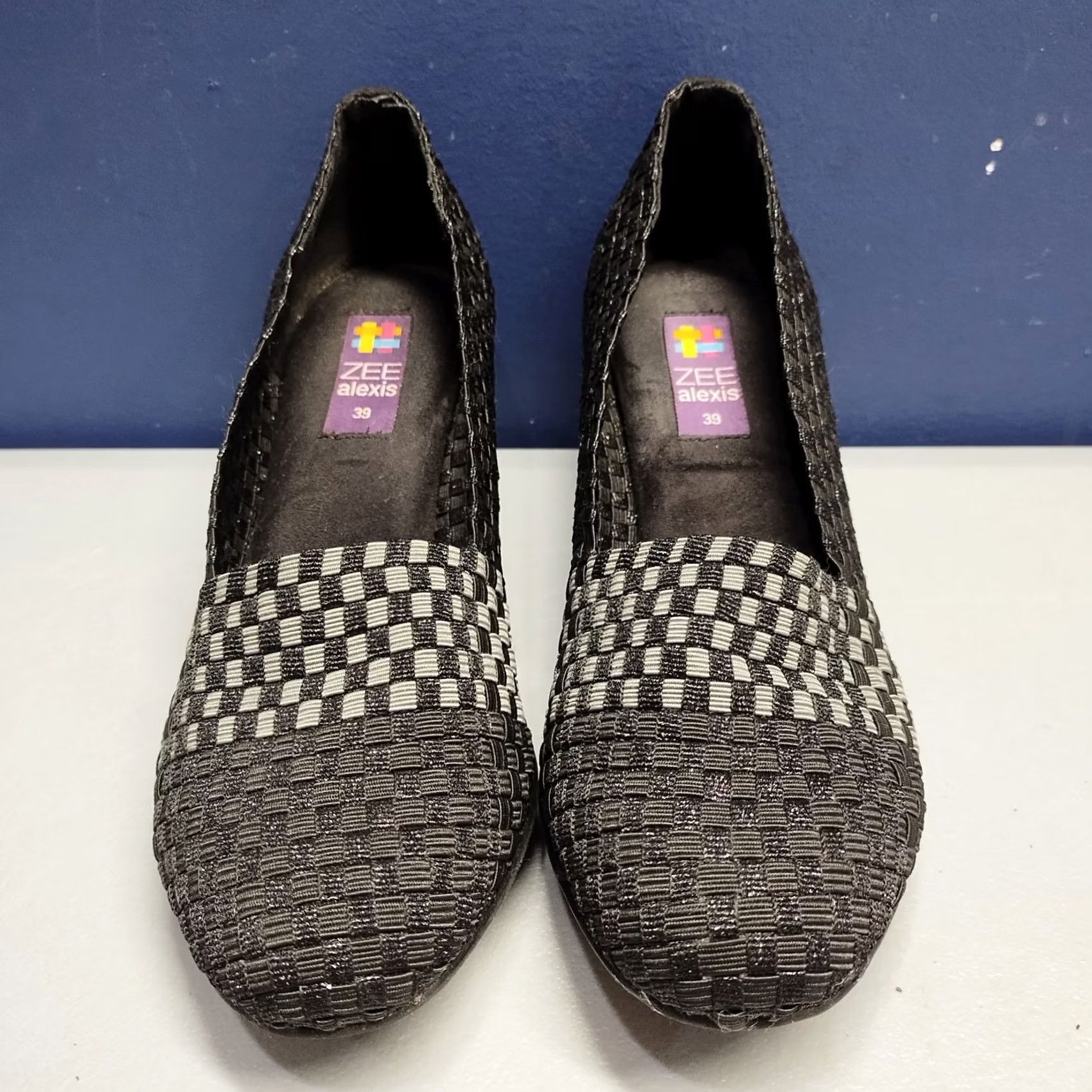 ALEXIS Zee Alexis Wedge Ballet Flats Womens 8 Black & Gray Stretch Slip On Comfort Flat Shoes Size US 8 / IT 38 - 2 Thumbnail