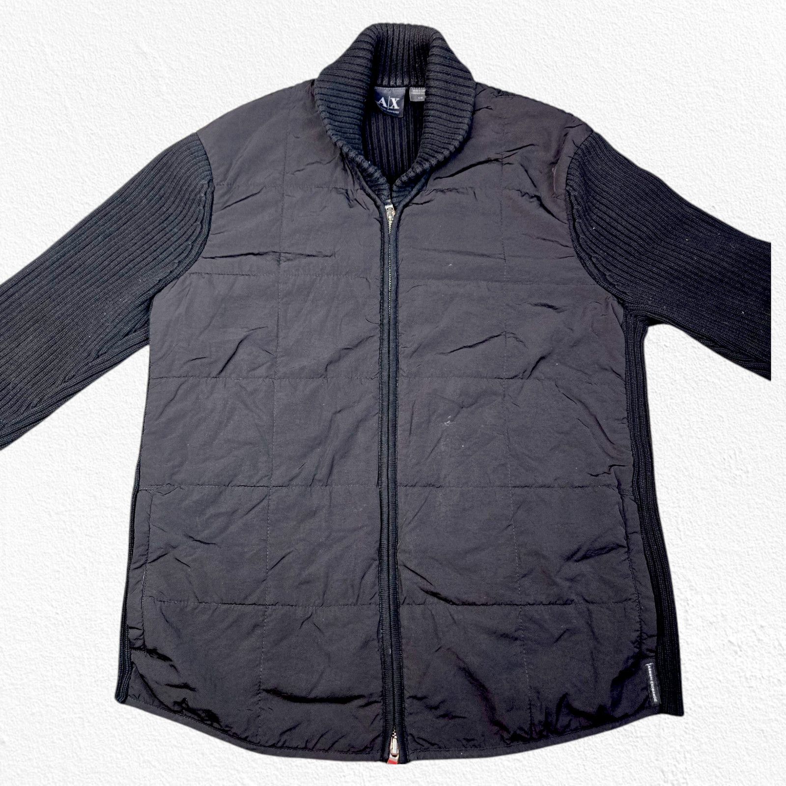 Armani Exchange Armani Exchange Black Ribbed Puffer Front Jacket Size Large Size L / US 10 / IT 46 - 4 Thumbnail