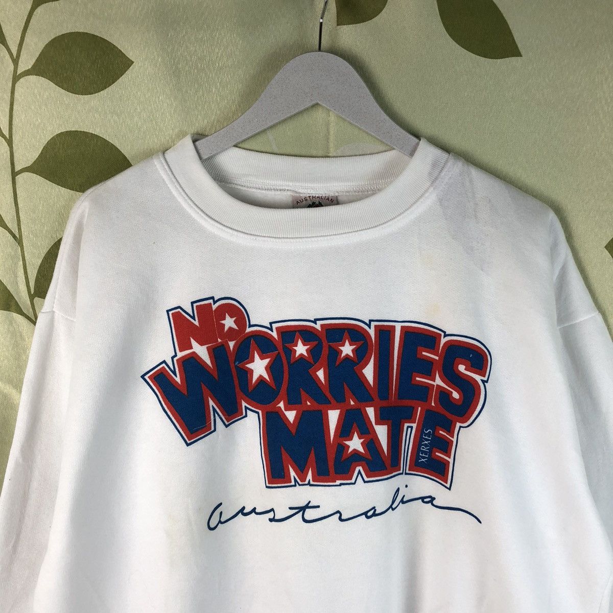 Vintage No Worries Mate White Sweatshirt #7460 Size US M / EU 48-50 / 2 - 5 Thumbnail