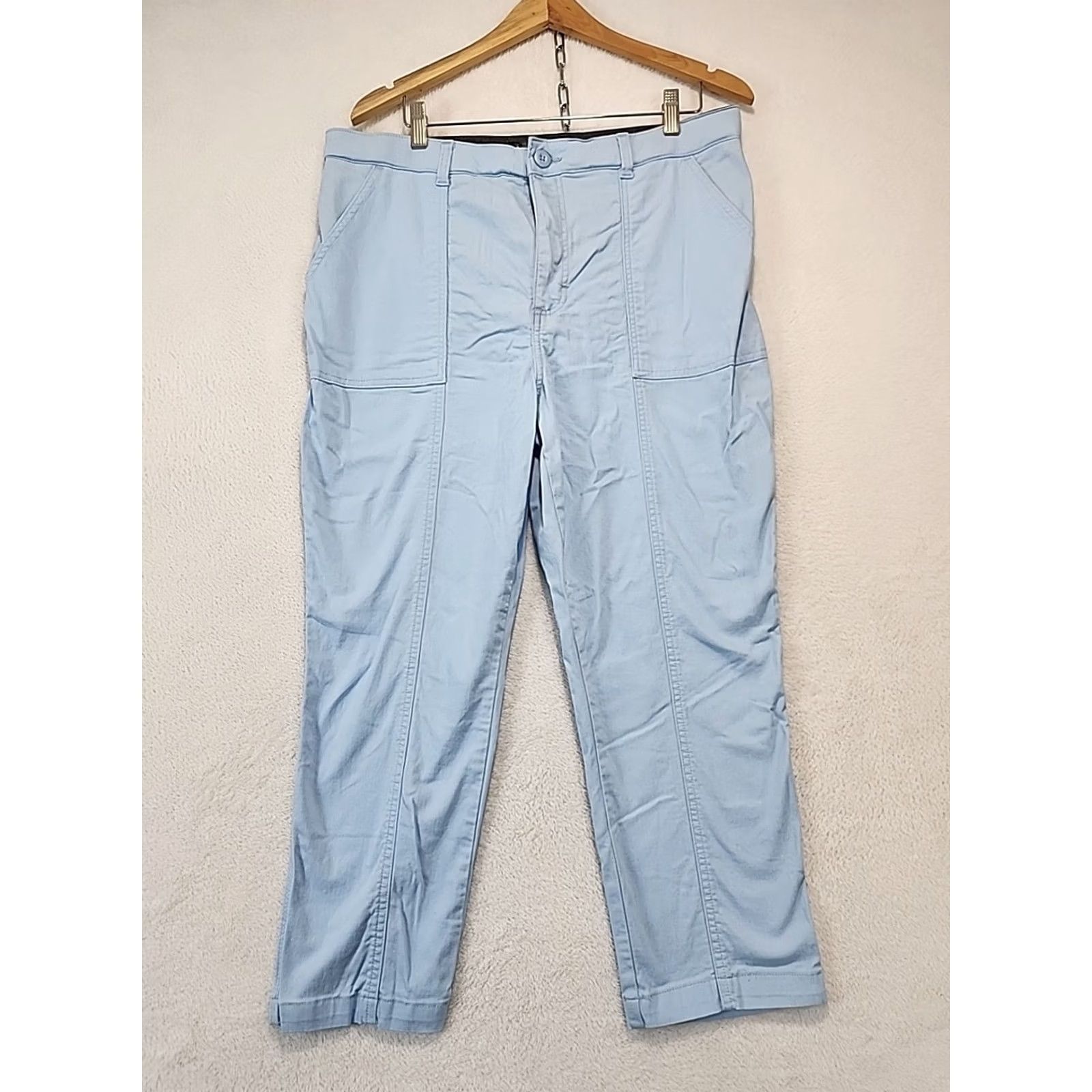 Lee Lee Chino Pants Womens 16 Regular Light Blue High Rise Straight Leg Size 38" / US 16 / IT 52 - 4 Thumbnail
