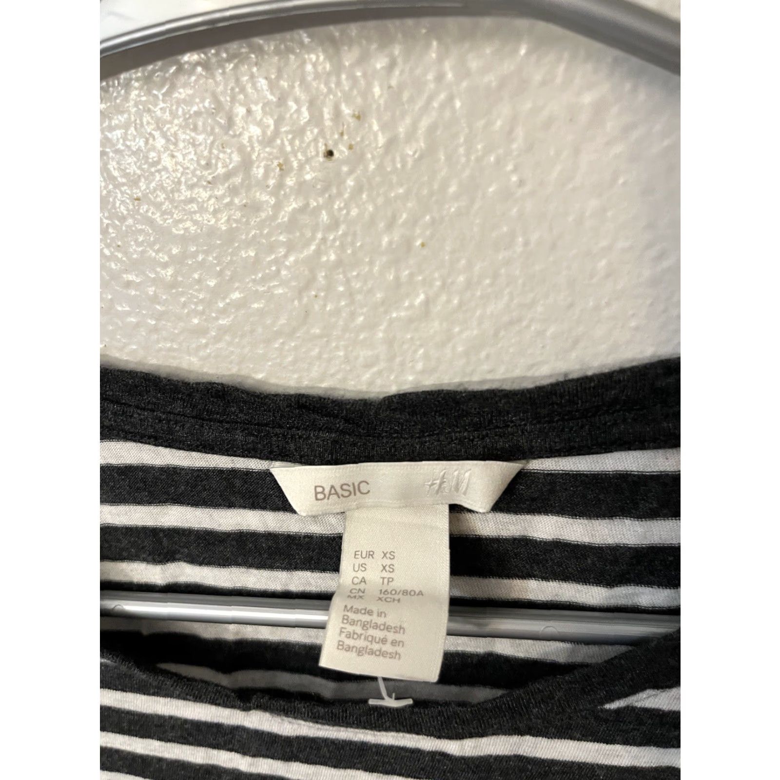 H&M H&M Shirt Women XS Black Striped Cotton Blend Short Sleeve T-Shirt Size XS / US 0-2 / IT 36-38 - 3 Thumbnail