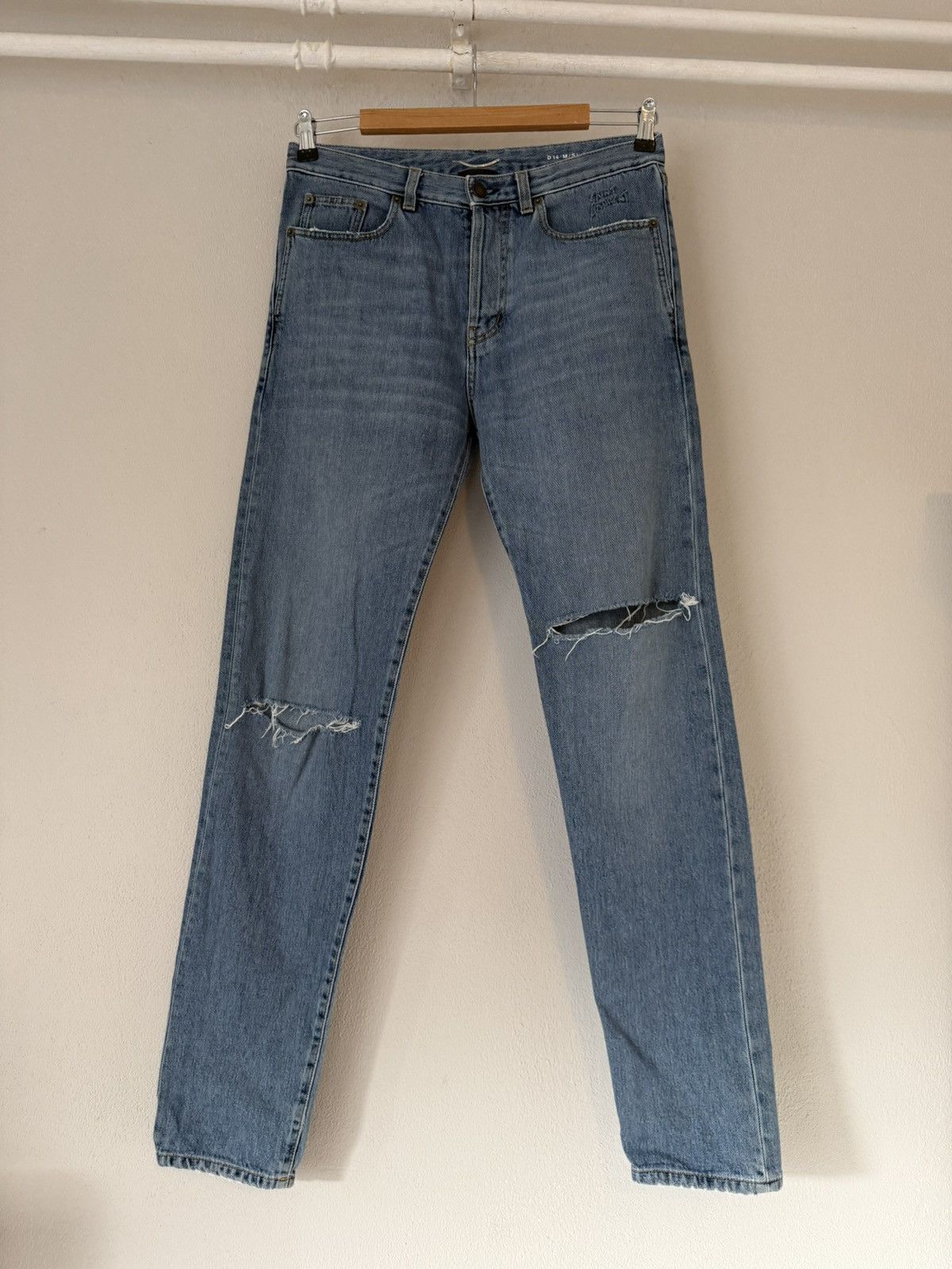 Saint Laurent Paris Saint Laurent Paris Distressed Slim Jeans Blue Denim Size 31 Size US 31 - 1 Thumbnail