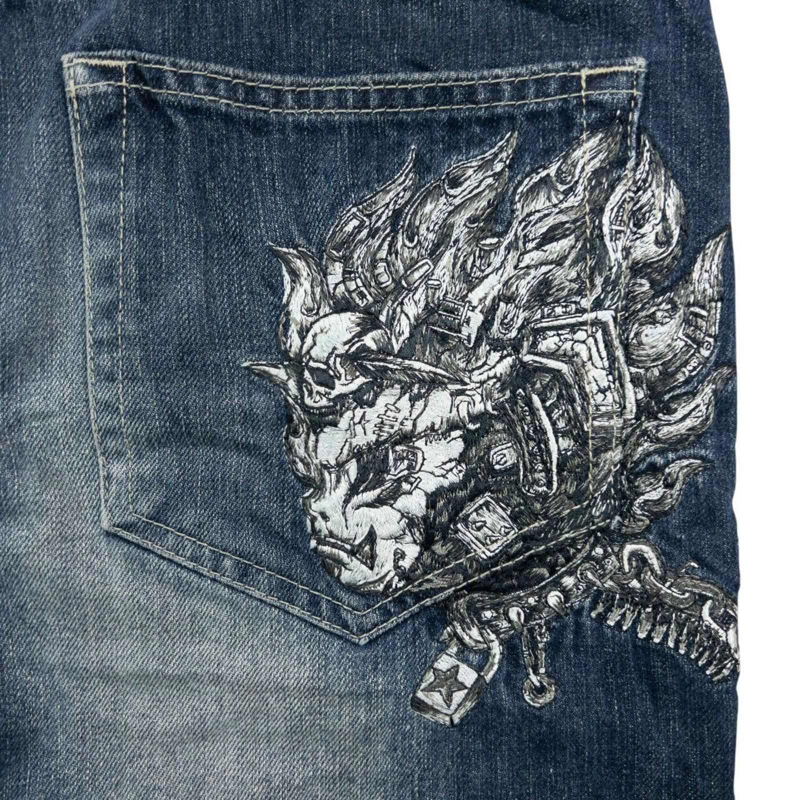 Vintage Jizo Bosatsu Embroidered Troll Denim Jeans Size W31