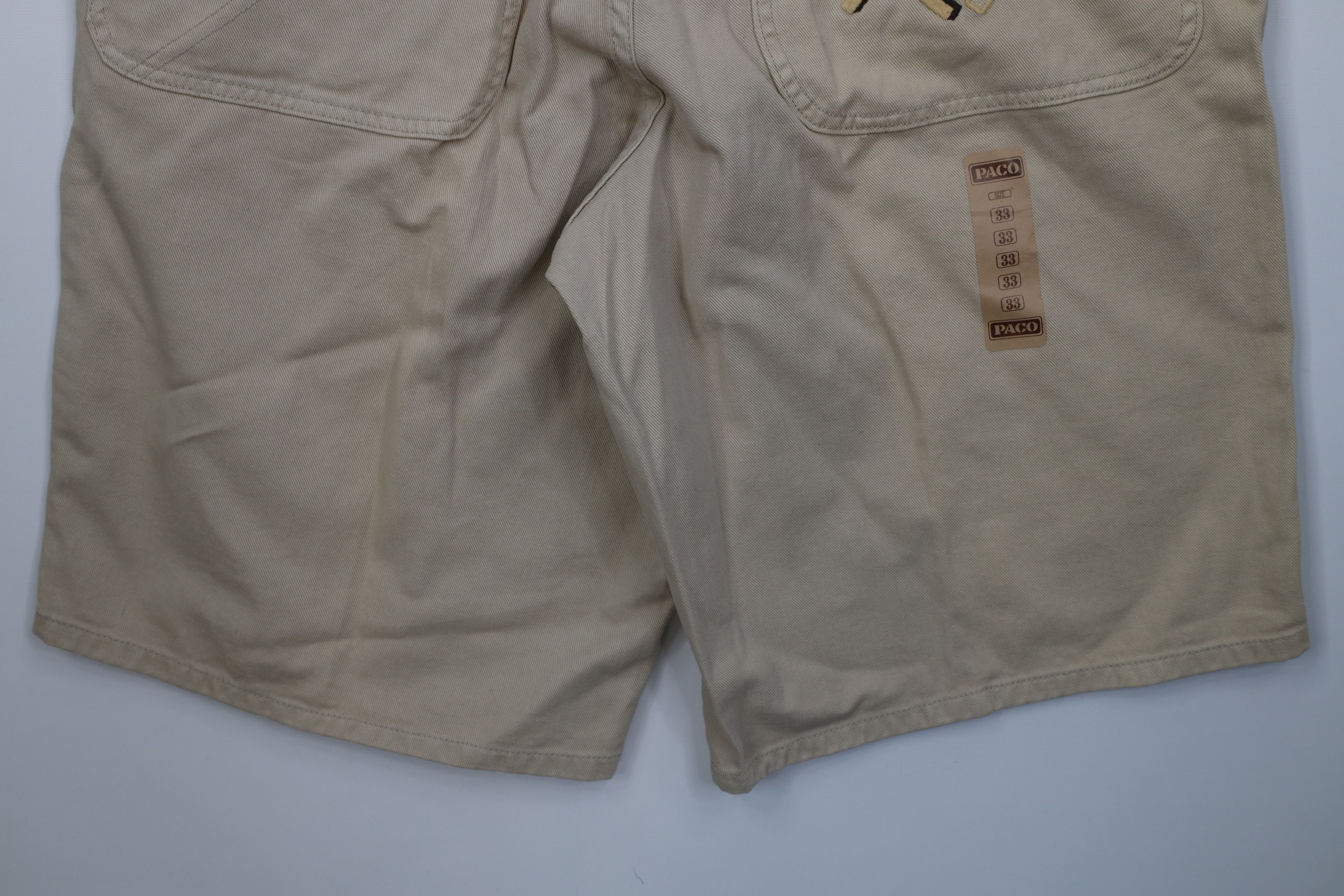 Vintage Deadstock Vintage 90s Paco Denim Jean Shorts Beige Cotton Size US 33 - 14 Thumbnail