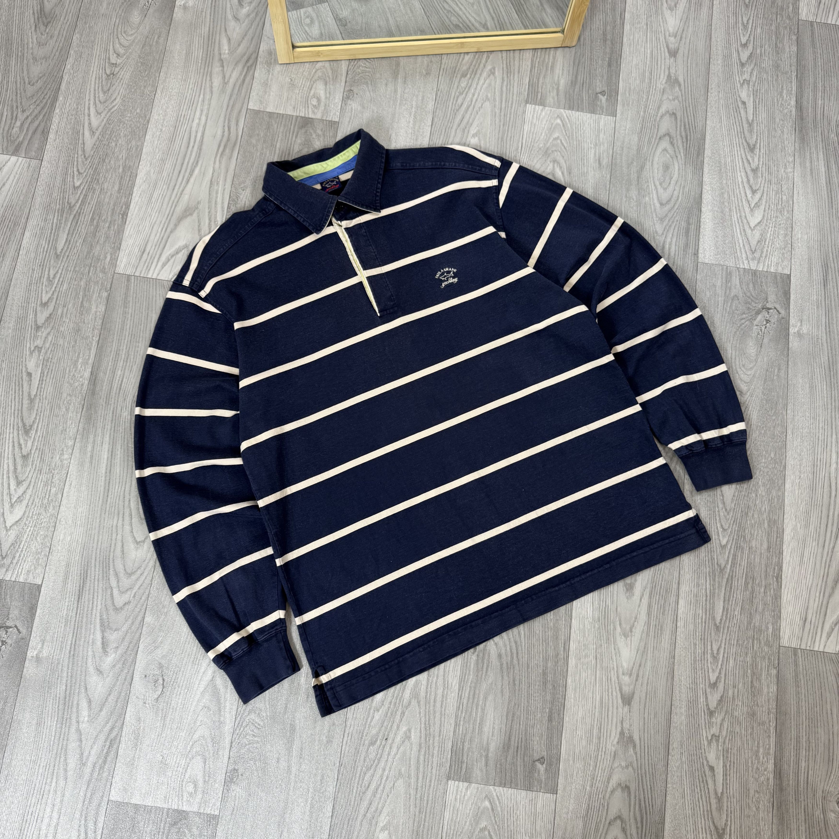 Paul & Shark Vintage Paul & Shark Striped Rugby Polo Longsleeve Tee Shirt Size US XL / EU 56 / 4 - 2 Thumbnail