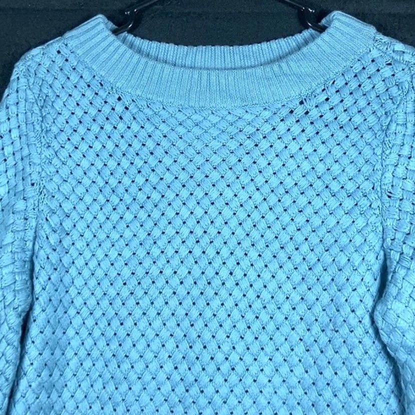 Vintage Talbots Womens Sweater Blue Boat Neck Chunky Knit Woven Long Sleeve XL Size XL / US 12-14 / IT 48-50 - 2 Thumbnail