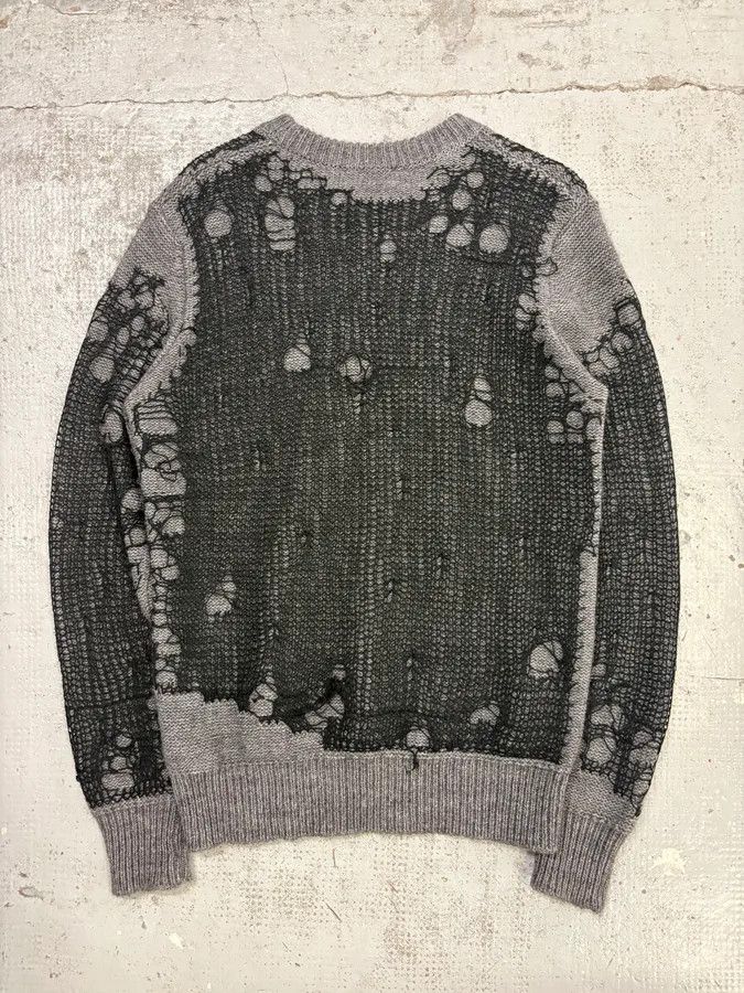 Diesel Diesel Grey Wool Net Distressed Sweater Size US M / EU 48-50 / 2 - 5 Thumbnail