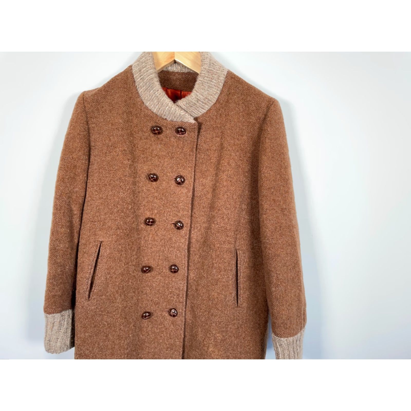 Doublet Vintage Wool Double Breasted Jacket Women M Brown Acetate Lining Mod Retro Bomber Jacket Size M / US 6-8 / IT 42-44 - 4 Thumbnail
