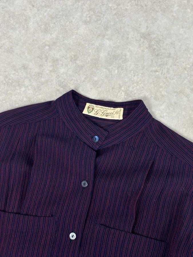 Gucci 1990s Gucci Purple Wool Striped Shirt Size XS / US 0-2 / IT 36-38 - 4 Thumbnail