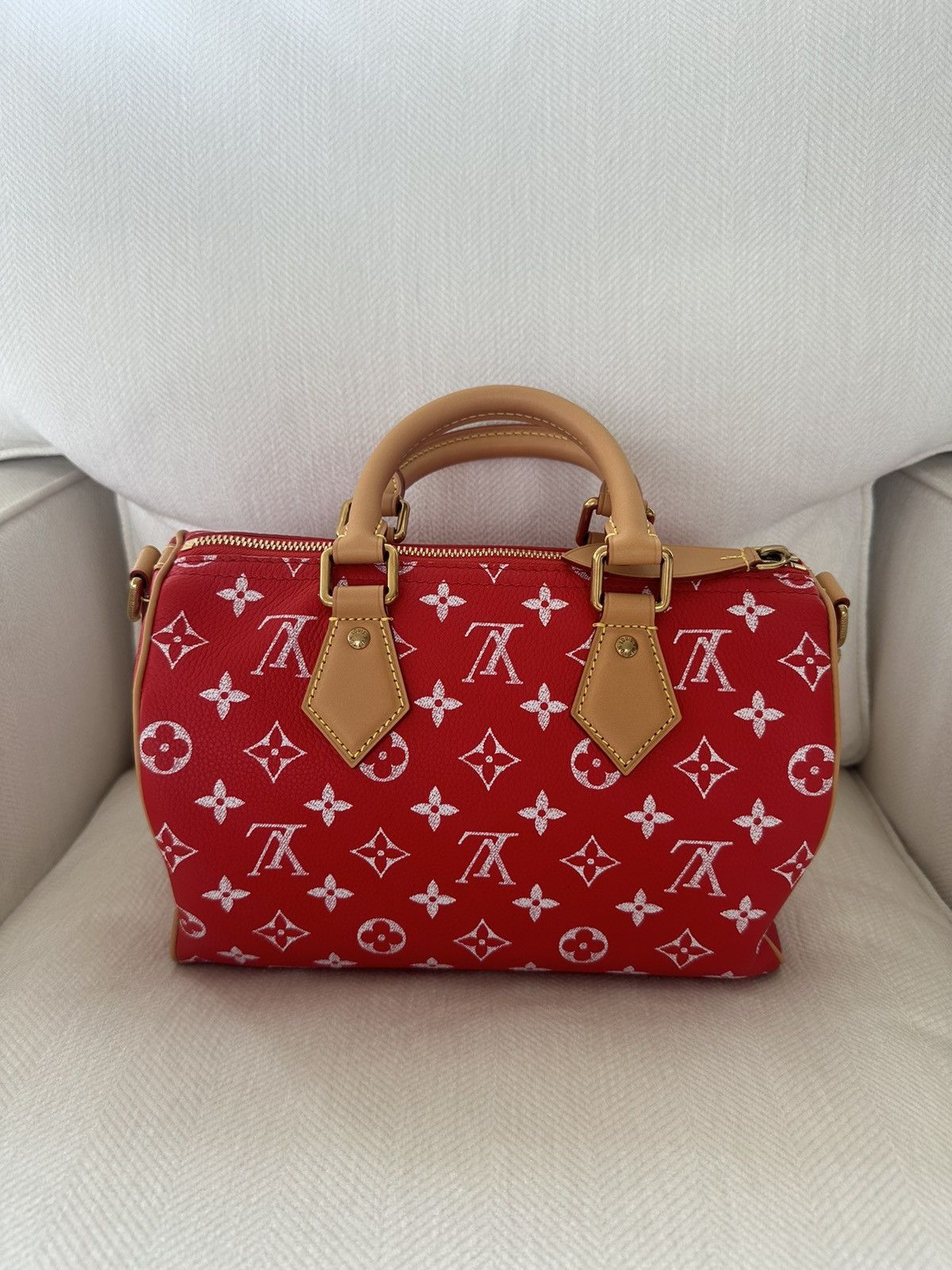 image of Louis Vuitton x Pharrell Speedy 25 Pharrell Special Edition Extremely in Red, Women's