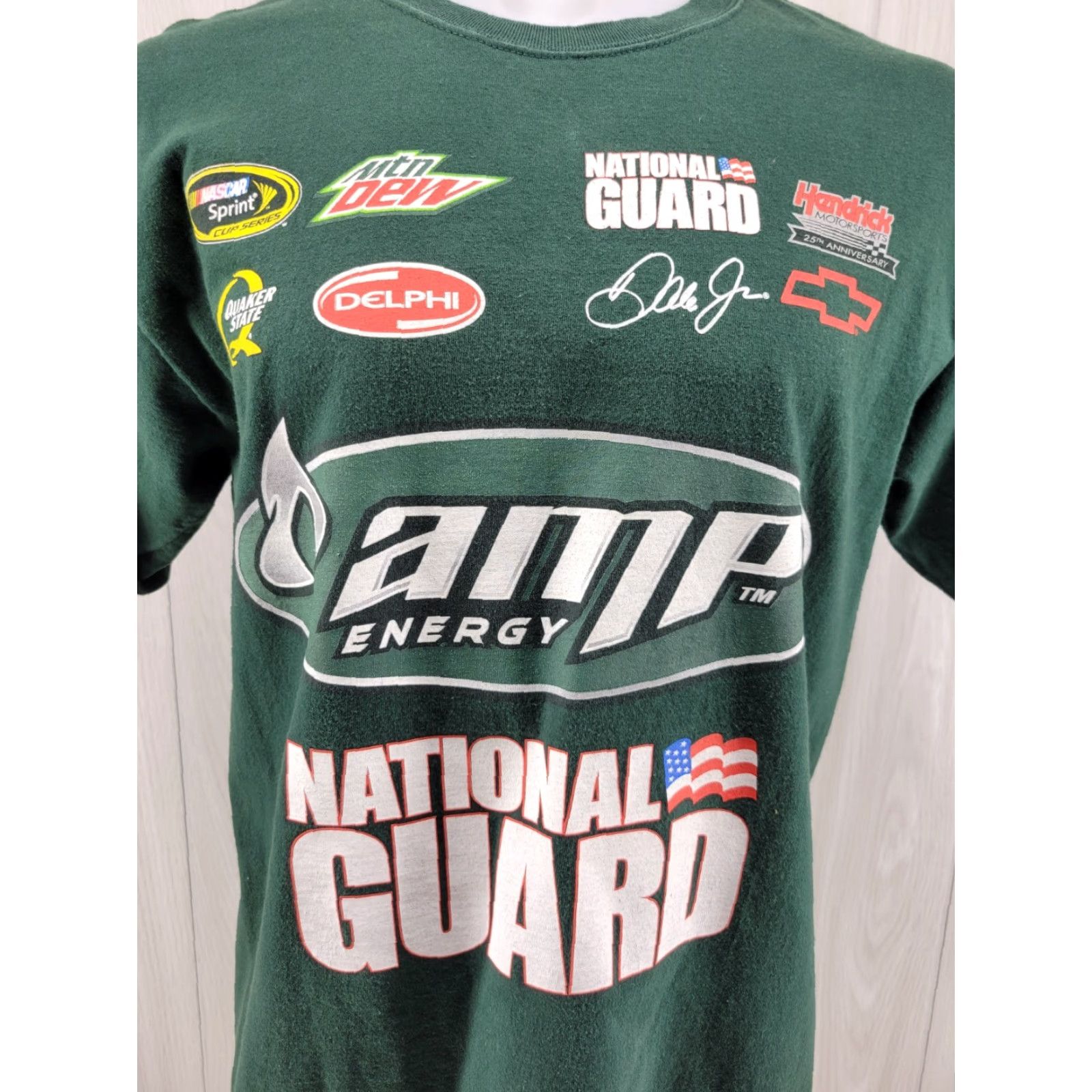 Vintage VINTAGE Chase NASCAR T-Shirt Shirt Men L Green Dale Earnhardt Jr. #88 Mountain Dew National Guard 90s Mens Size US L / EU 52-54 / 3 - 2 Thumbnail
