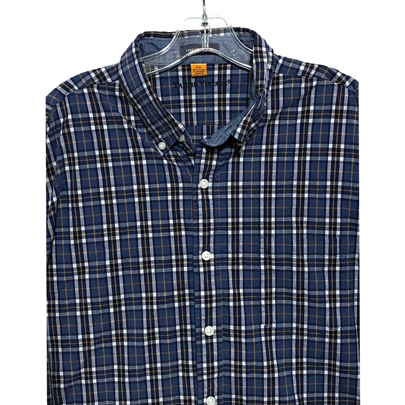 Vintage VINTAGE Tailor Luxe Performance Mens 2XL Blue Plaid Button-Down Shirt Flip Cuffs Shirt Mens Blue Plaid Button-Down Size US XXL / EU 58 / 5 - 2 Thumbnail