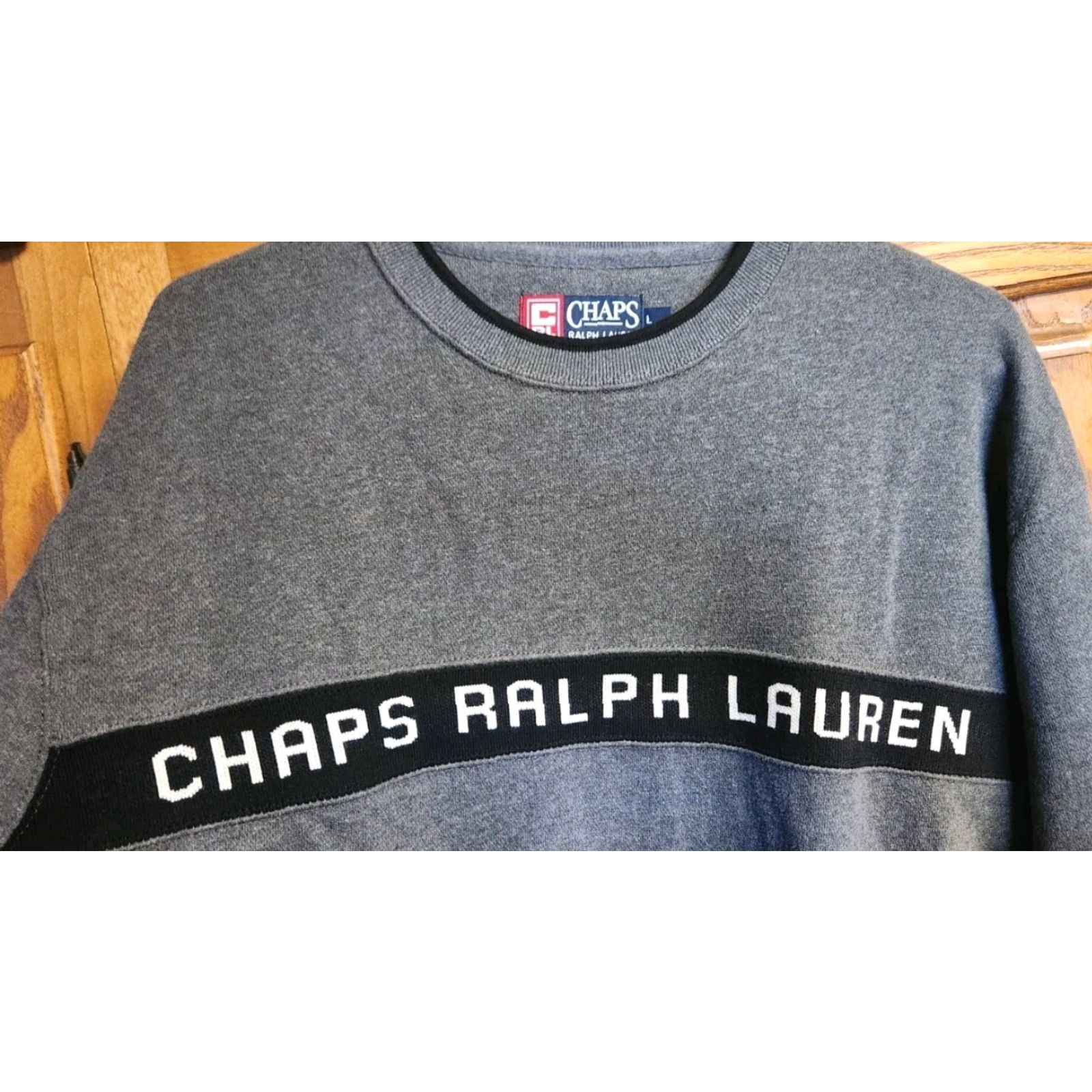 Ralph Lauren VINTAGE CHAPS RALPH LAUREN Sweatshirt Men L Gray Pullover Knit Logo Embroidered Size US L / EU 52-54 / 3 - 5 Thumbnail
