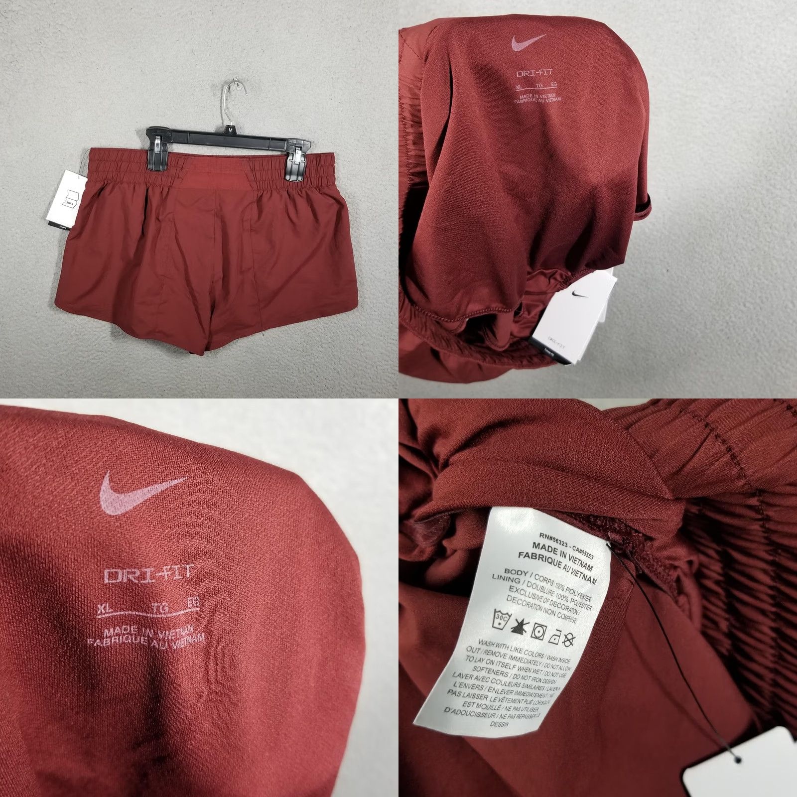Nike Nike One Womens XL Red Dri-FIT 3" Brief Shorts DX6010-619 Size 40" / US 18 - 8 Thumbnail