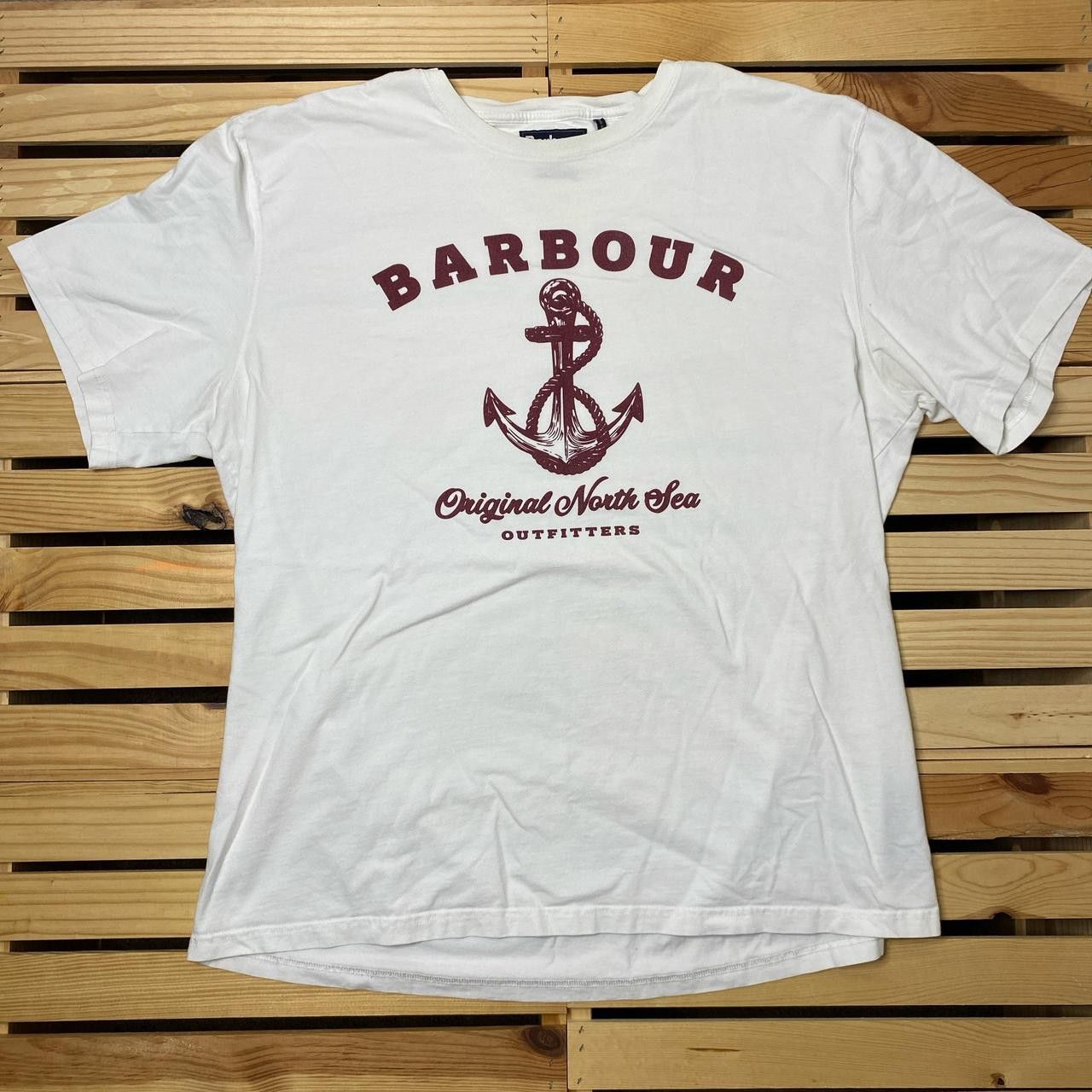 Barbour Barbour Outfitters White Tailored Fit Nautical Tee Size 2XL Size US XXL / EU 58 / 5 - 1 Thumbnail