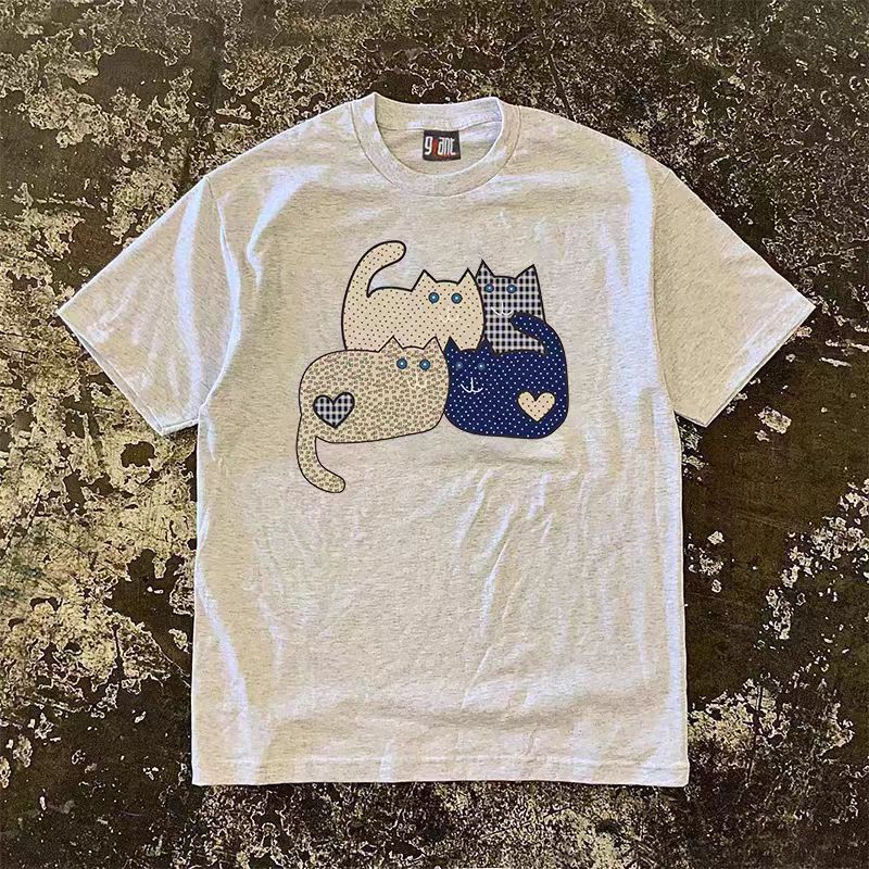 Japanese Brand × Vintage Grey casual retro cat print t-shirt Size US M / EU 48-50 / 2 - 1 Thumbnail