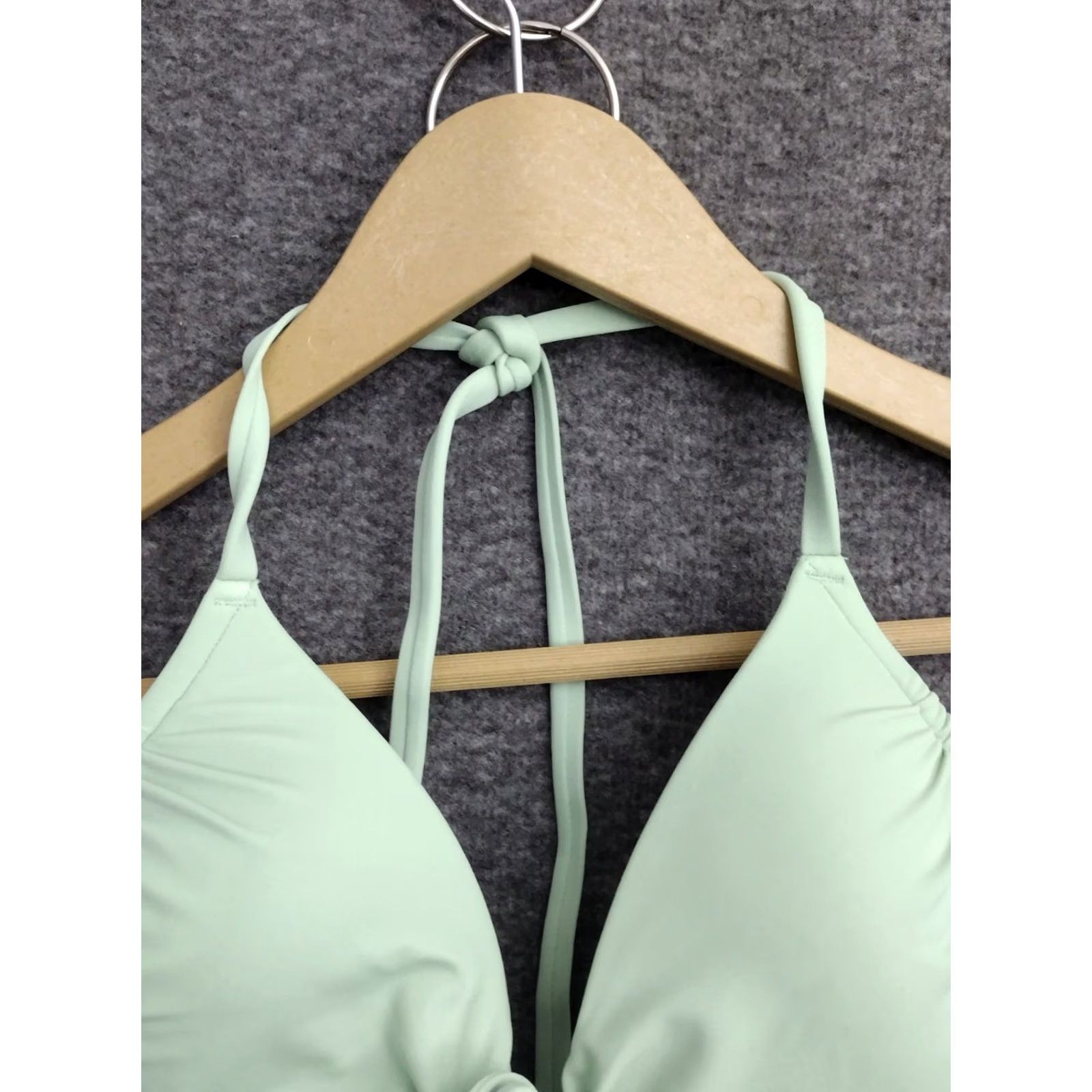 Vintage Shade & Shore Bikini Top Shirt Women 32B Green Front Tie Spaghetti Padded Lined Nylon Polyester Spandex Beach 90s Style Mens Womens Size XXS / US 00 / IT 34 - 7 Thumbnail